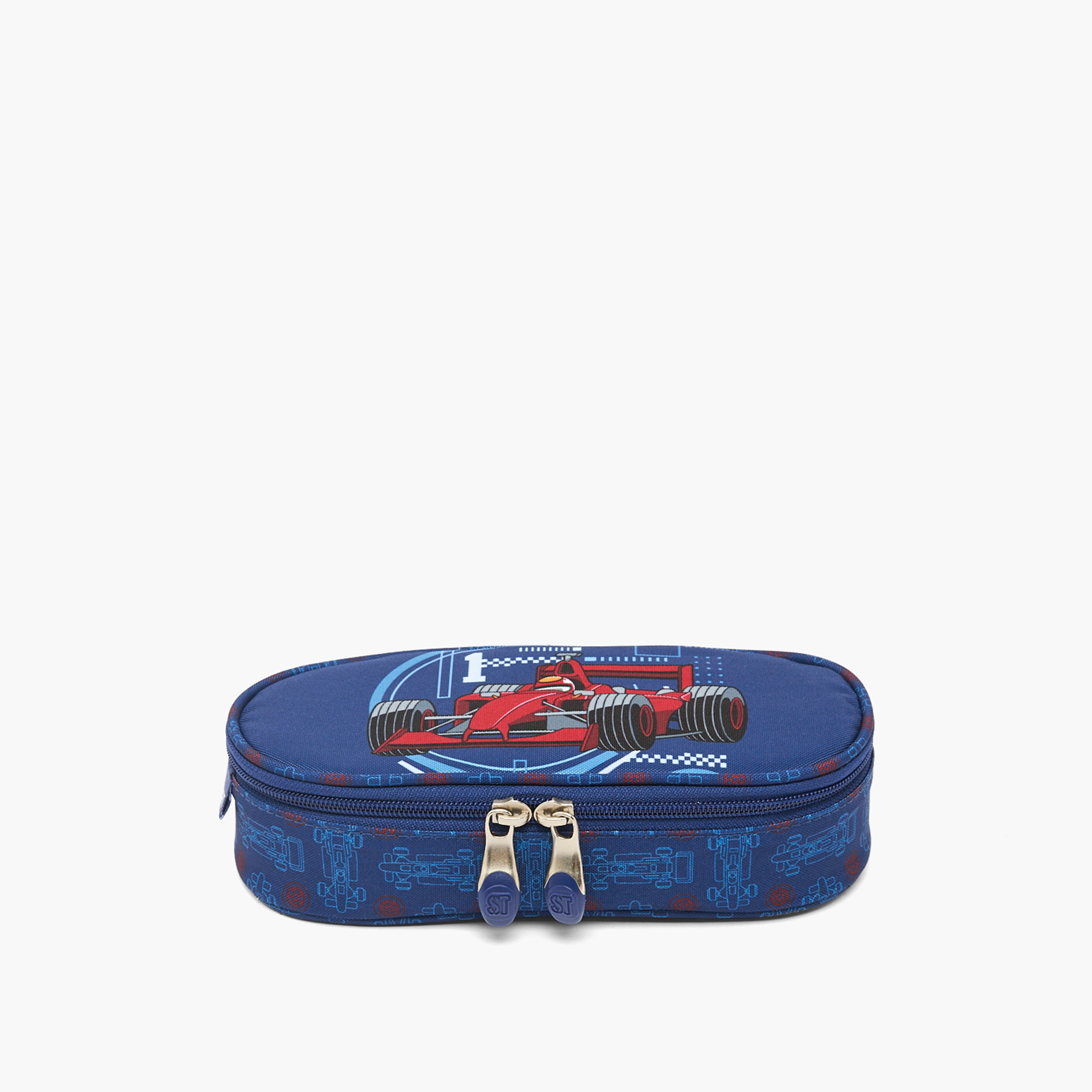 مقلمة بطبعات سباق سيارات وسحاب إغلاق من سانت رايت-school-stationery-pencilcases-image-1