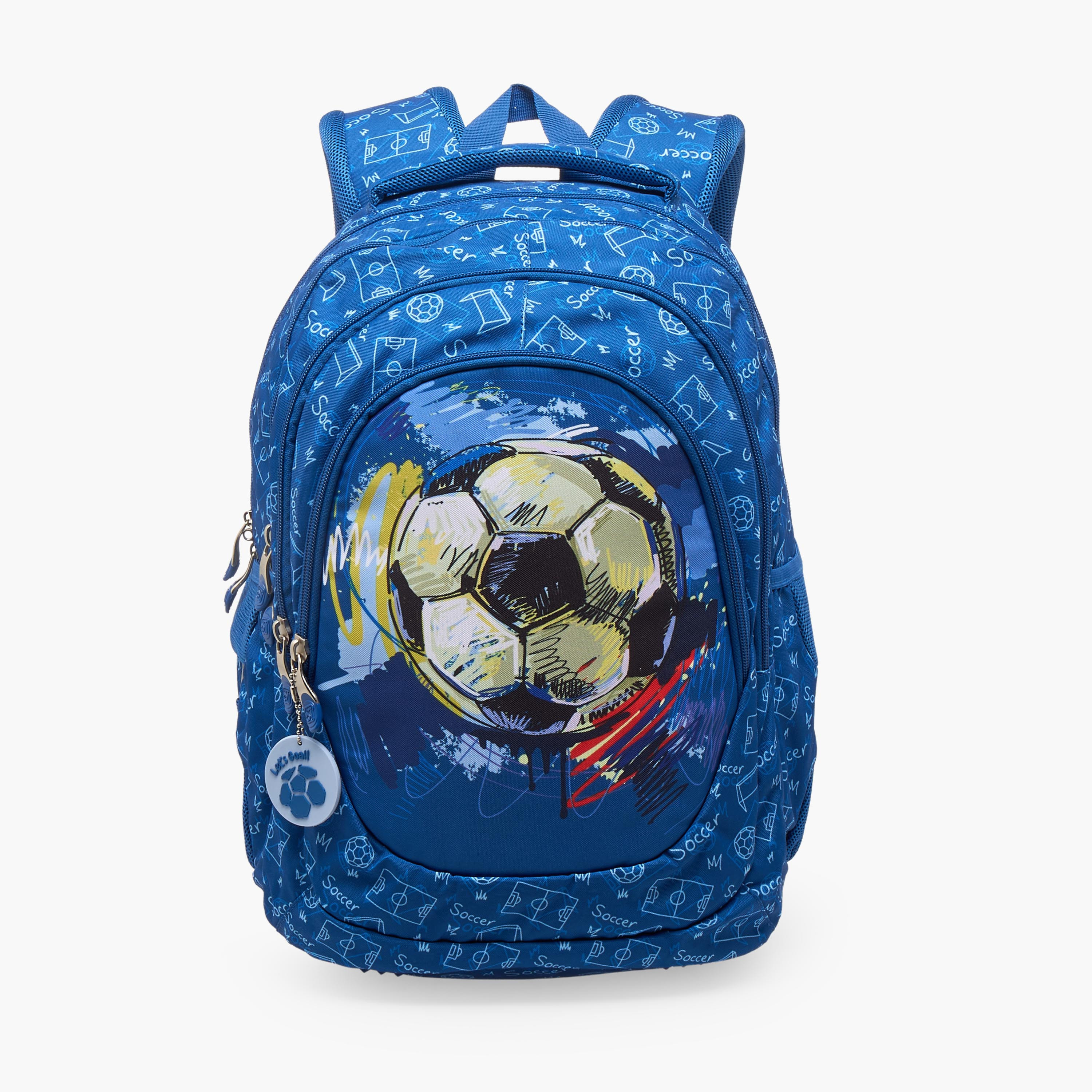 شنطة ظهر بطبعات كرة قدم وحمالات مبطنة للأولاد من 8 - 13 سنة من سانت رايت-school-bagsandbackpacks-backpacks-image-1