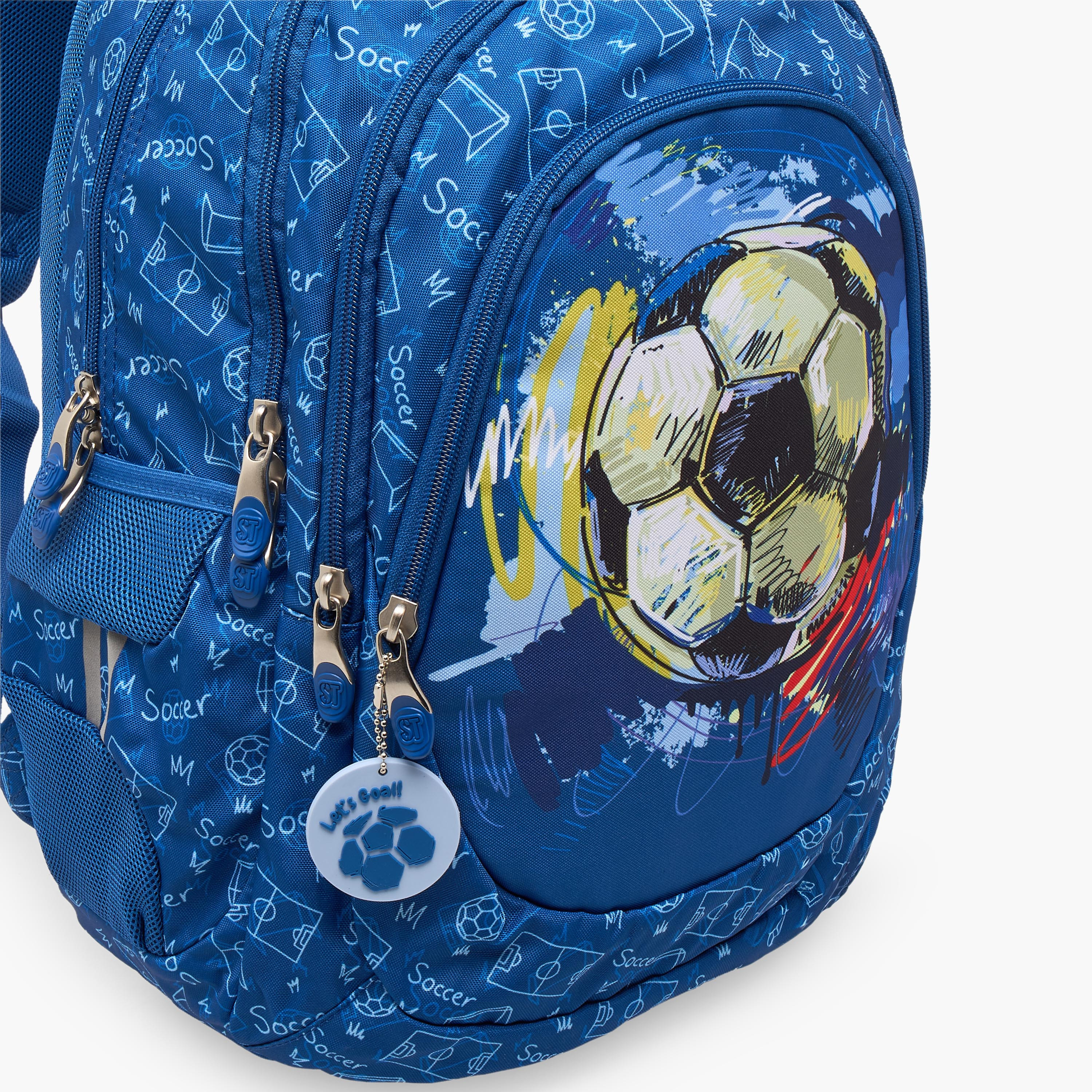 شنطة ظهر بطبعات كرة قدم وحمالات مبطنة للأولاد من 8 - 13 سنة من سانت رايت-school-bagsandbackpacks-backpacks-image-3