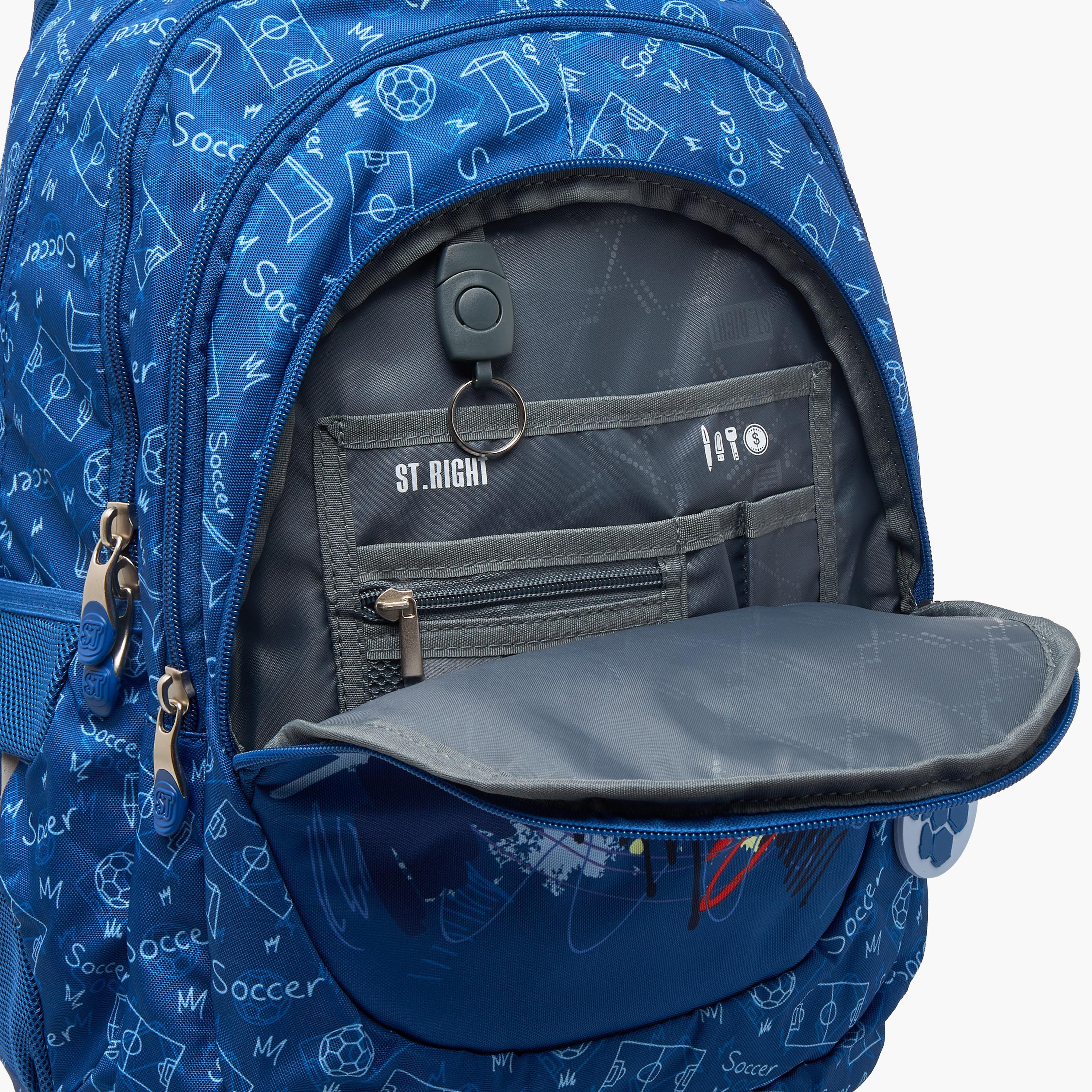 شنطة ظهر بطبعات كرة قدم وحمالات مبطنة للأولاد من 8 - 13 سنة من سانت رايت-school-bagsandbackpacks-backpacks-image-4