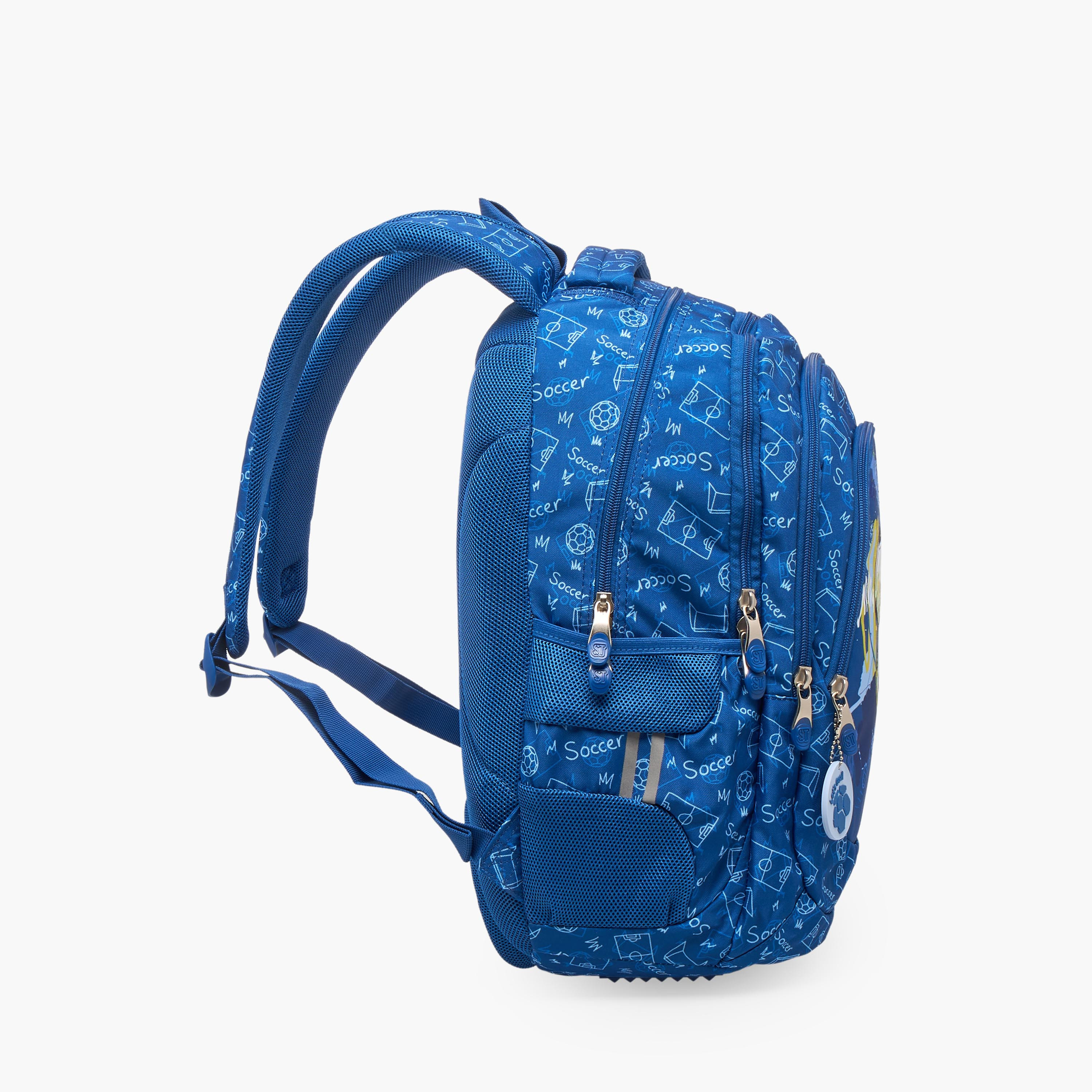 شنطة ظهر بطبعات كرة قدم وحمالات مبطنة للأولاد من 8 - 13 سنة من سانت رايت-school-bagsandbackpacks-backpacks-image-7