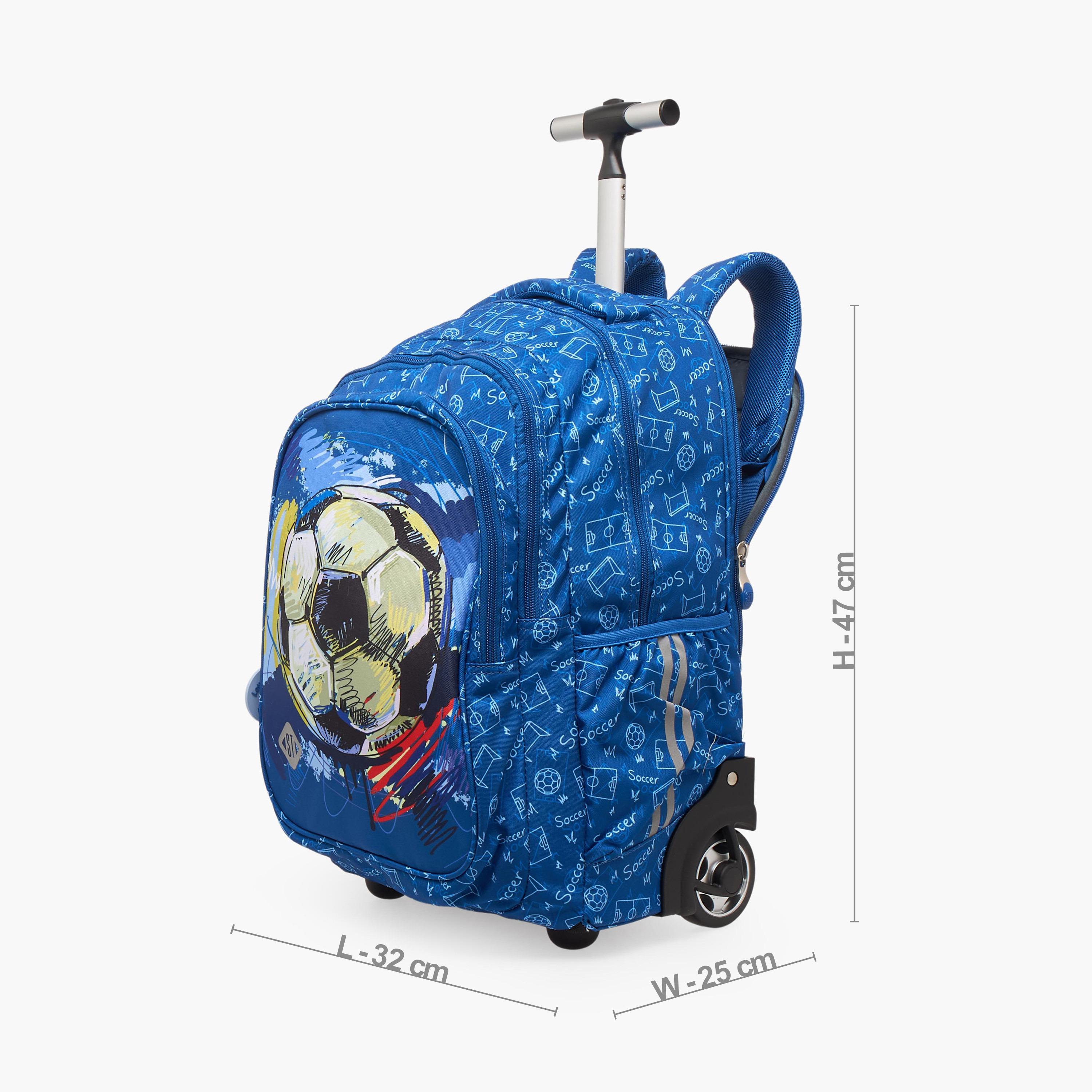St.Right Football Print Trolley Backpack for Boys 8-13 Years with Retractable Handle - 18 inches-school-bagsandbackpacks-trolleybags-image-8