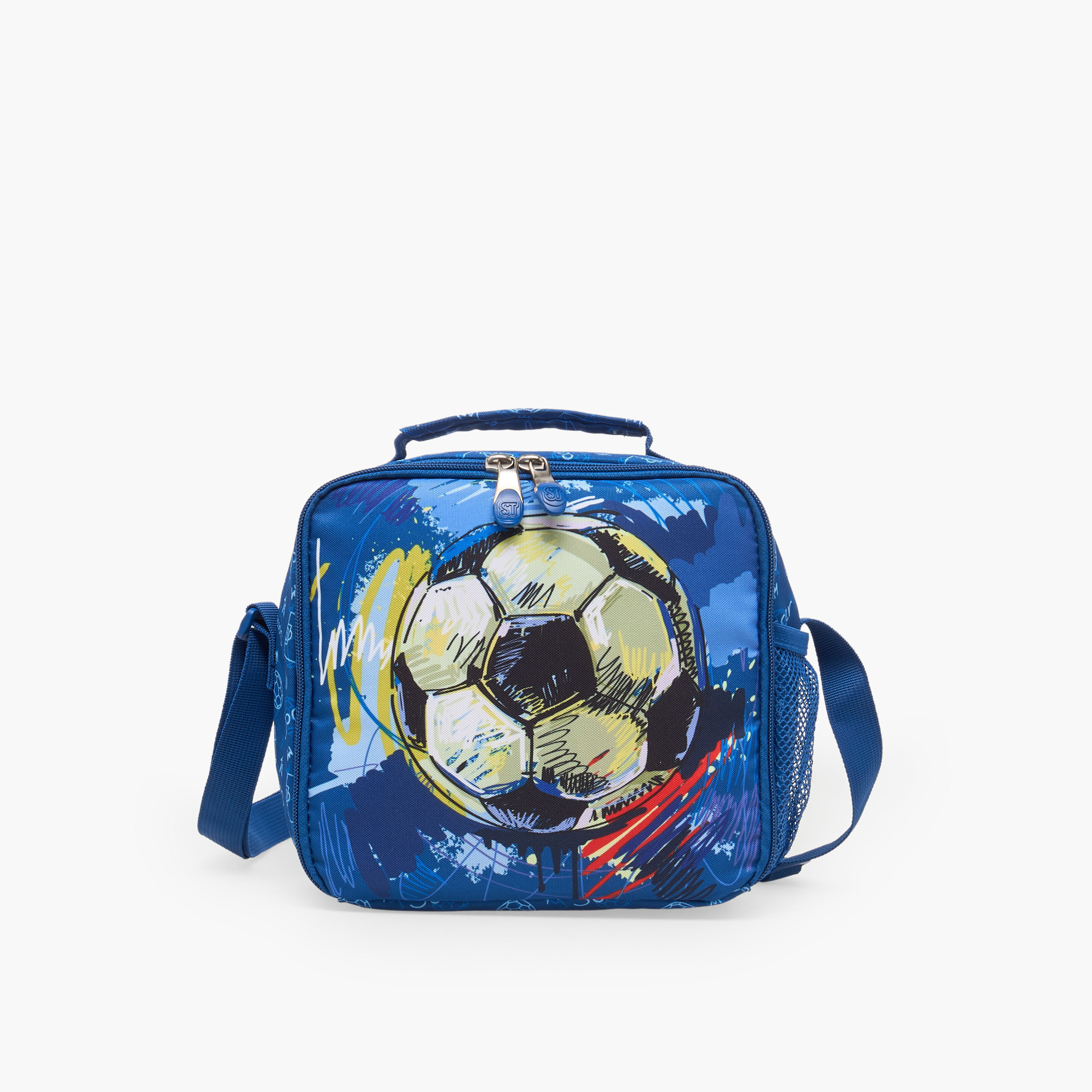 شنطة غداء بطبعات كرة القدم وحمالات قابلة للتعديل للأولاد من 8 - 13 سنة من سانت رايت-school-lunchessentials-lunchbags-image-1
