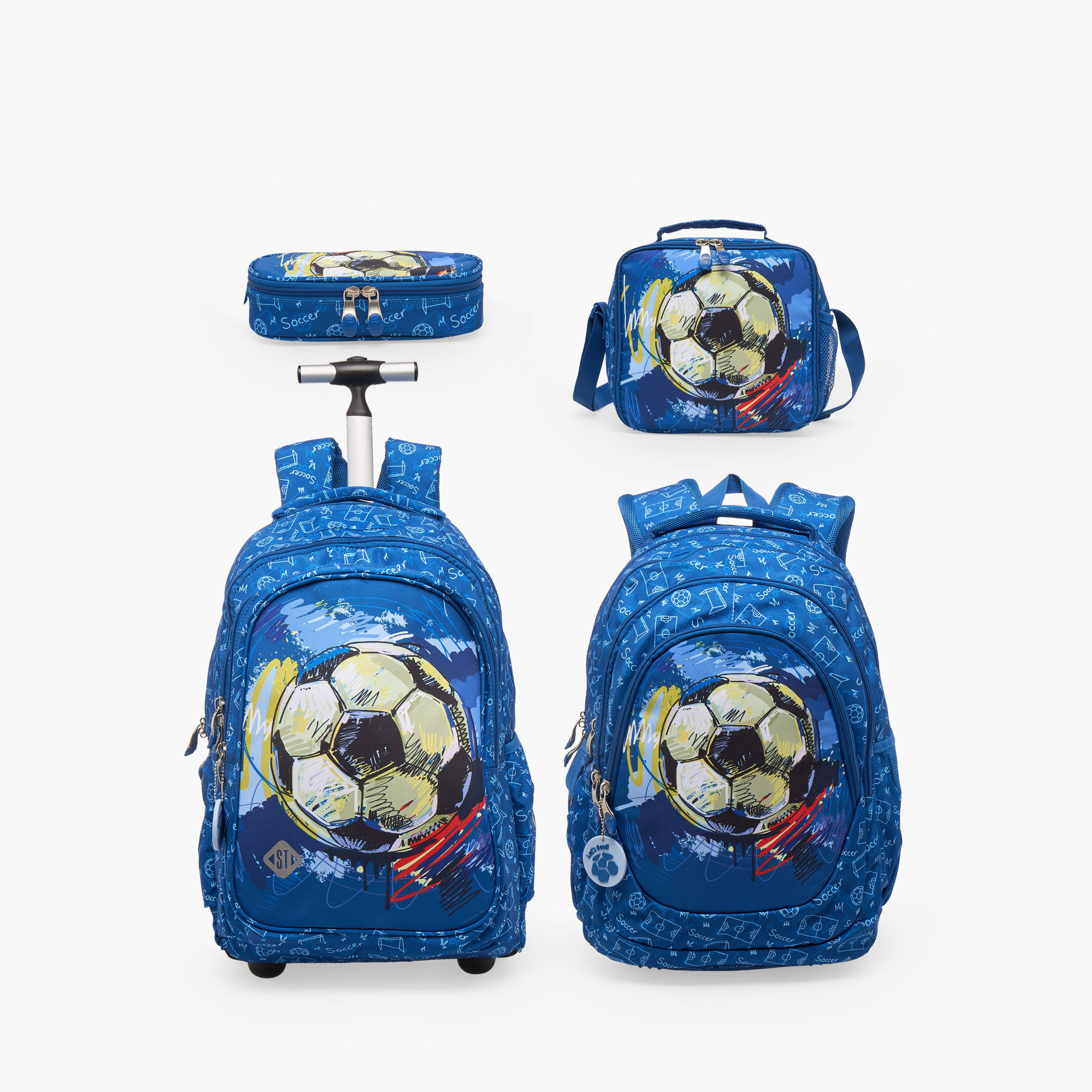 شنطة غداء بطبعات كرة القدم وحمالات قابلة للتعديل للأولاد من 8 - 13 سنة من سانت رايت-school-lunchessentials-lunchbags-image-8
