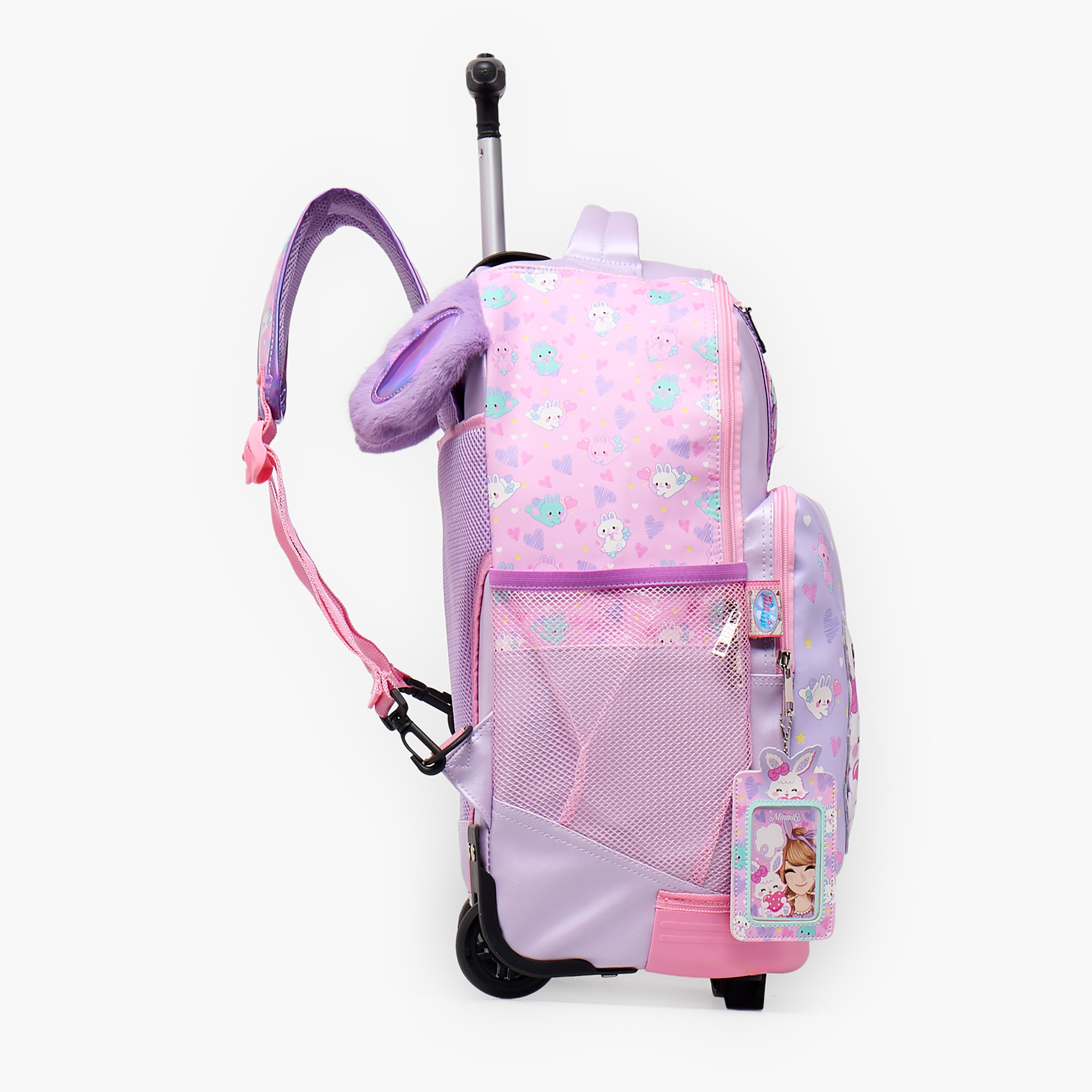 Minmie Printed Trolley Backpack for Girls 8-13 Years with Adjustable Shoulder Straps - 18 inches-school-bagsandbackpacks-trolleybags-image-10