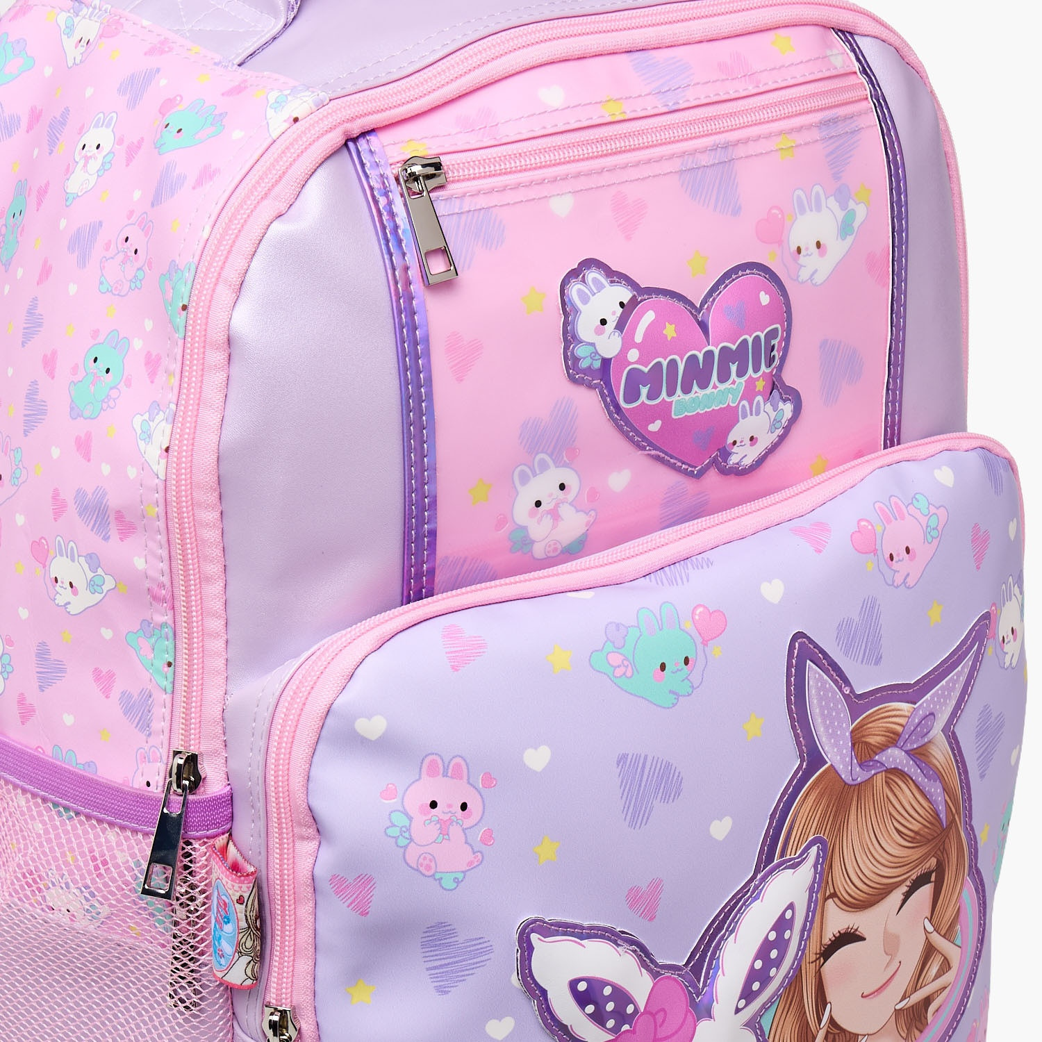 Minmie Printed Trolley Backpack for Girls 8-13 Years with Adjustable Shoulder Straps - 18 inches-school-bagsandbackpacks-trolleybags-image-5