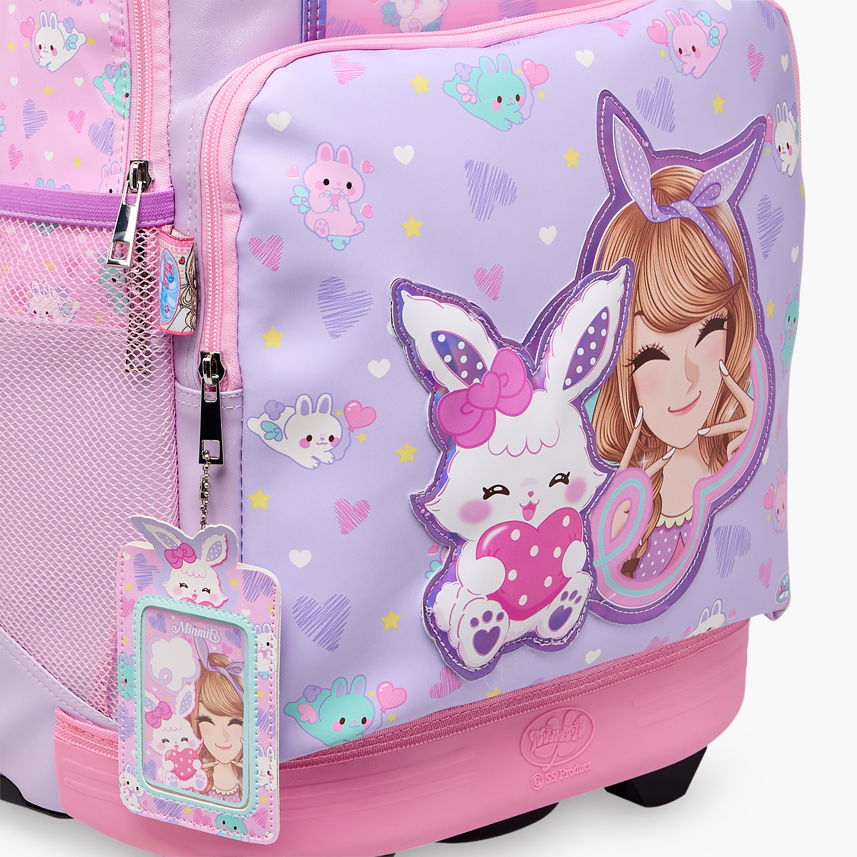 Minmie Printed Trolley Backpack for Girls 8-13 Years with Adjustable Shoulder Straps - 18 inches-school-bagsandbackpacks-trolleybags-image-6