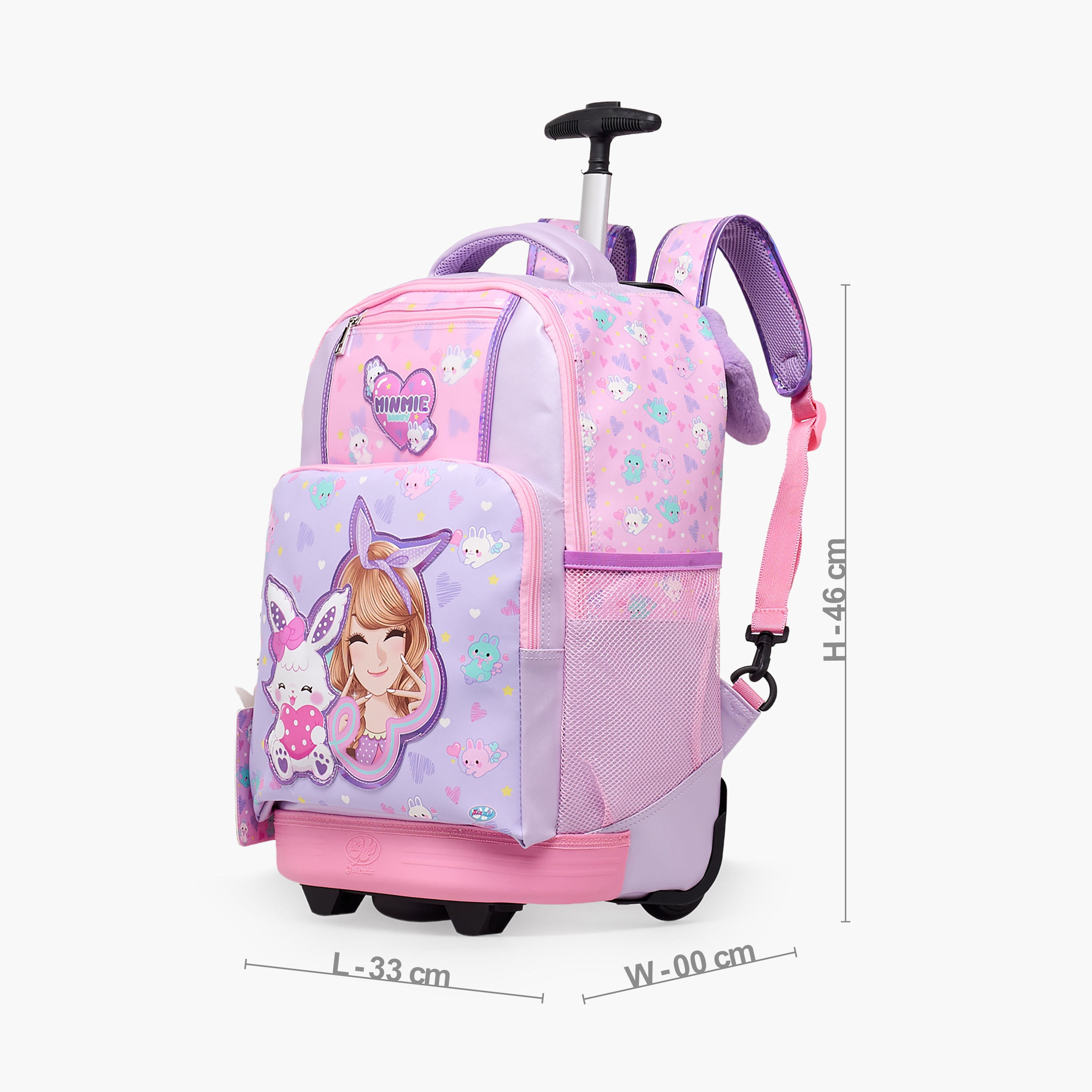 Minmie Printed Trolley Backpack for Girls 8-13 Years with Adjustable Shoulder Straps - 18 inches-school-bagsandbackpacks-trolleybags-image-9