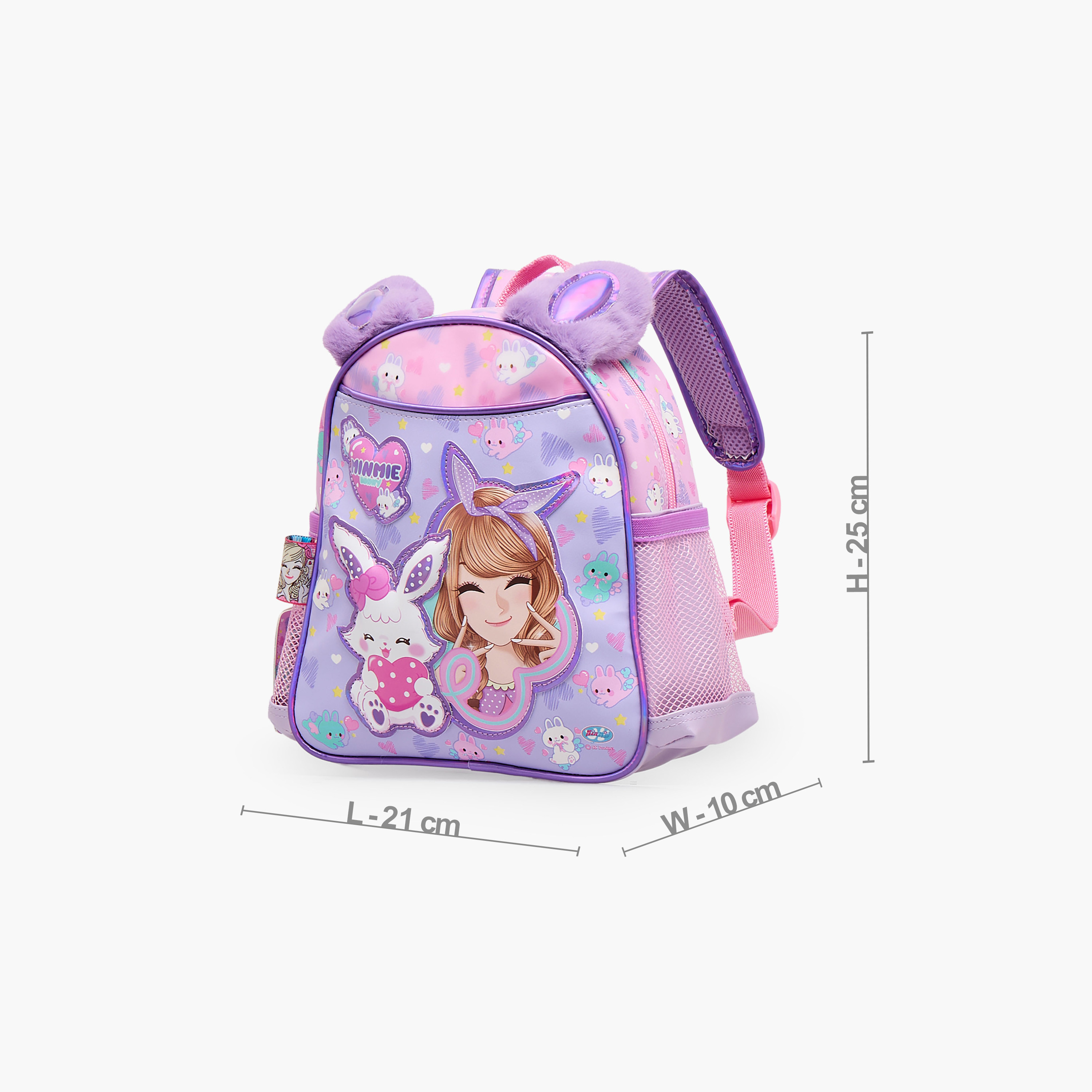 شنطة مدرسية بطبعات أرنب وحمالات كتف مبطنة للبنات 5-8 سنوات من مينمي - 10 بوصات-school-bagsandbackpacks-backpacks-image-7