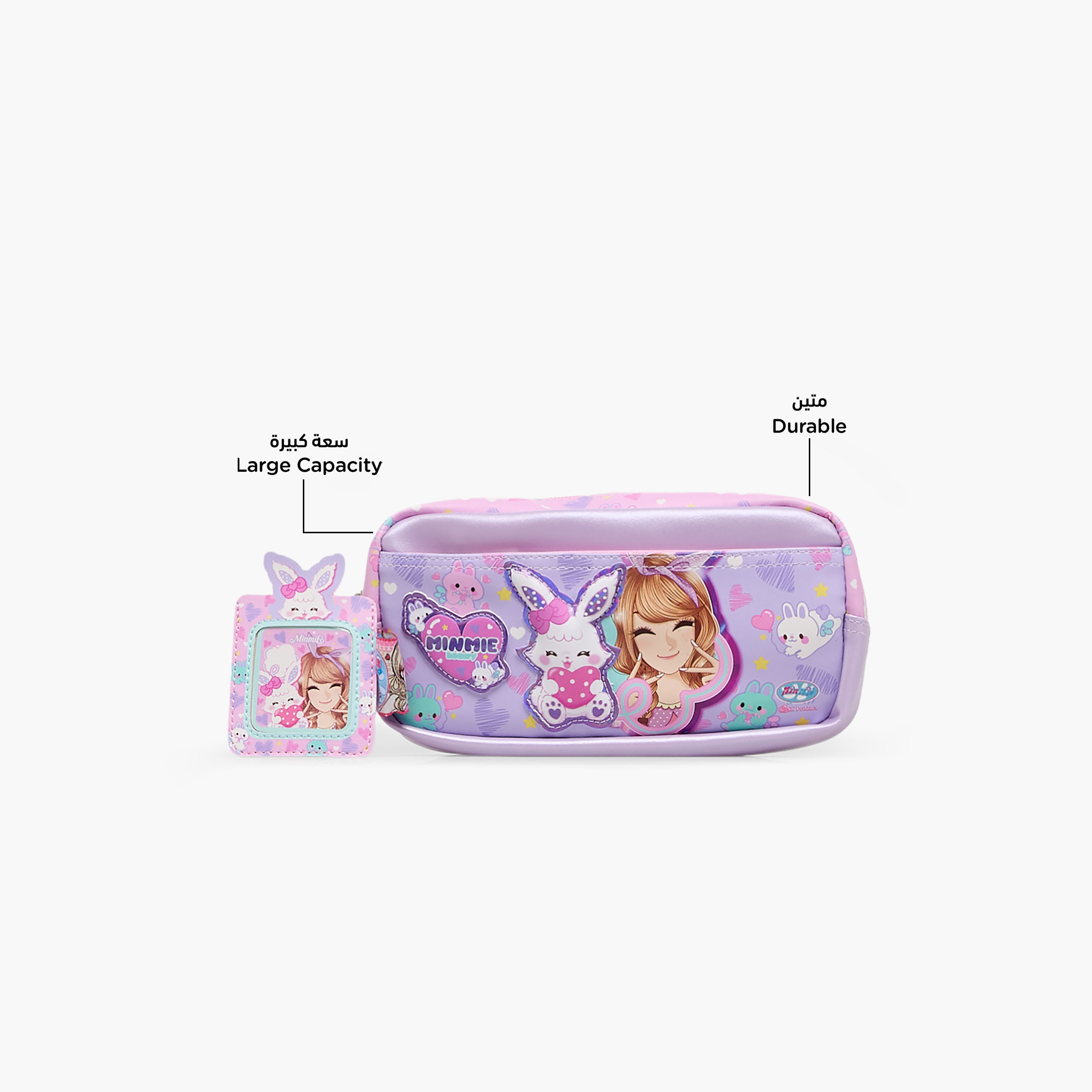 Minmie Bunny Print Pencil Pouch with Zip Closure-school-stationery-pencilcases-image-2