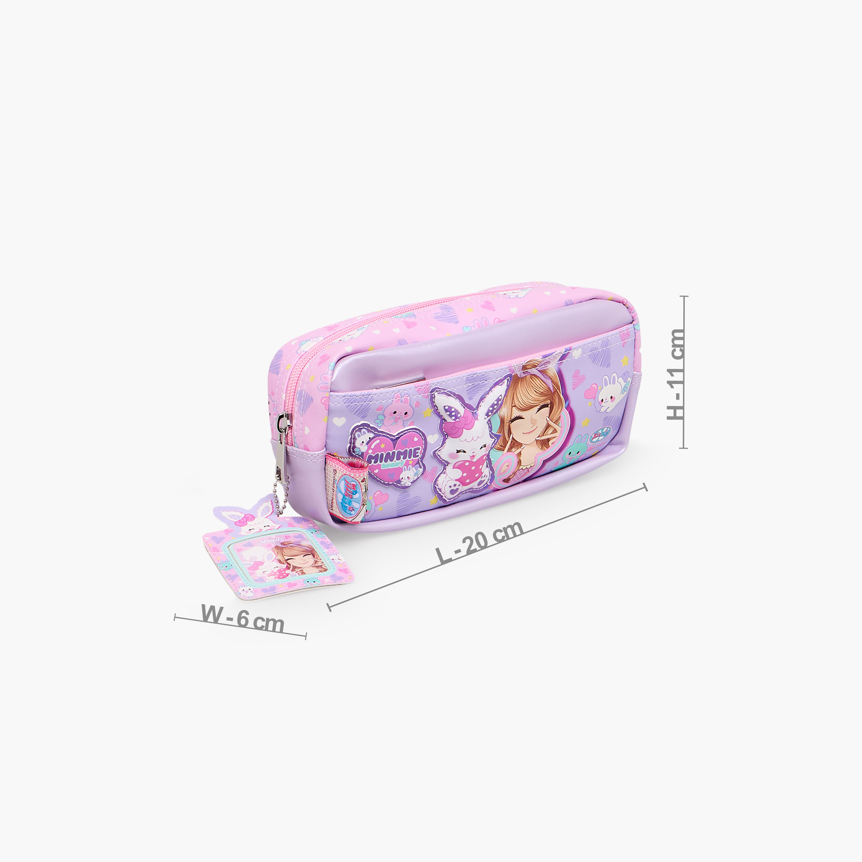 Minmie Bunny Print Pencil Pouch with Zip Closure-school-stationery-pencilcases-image-4