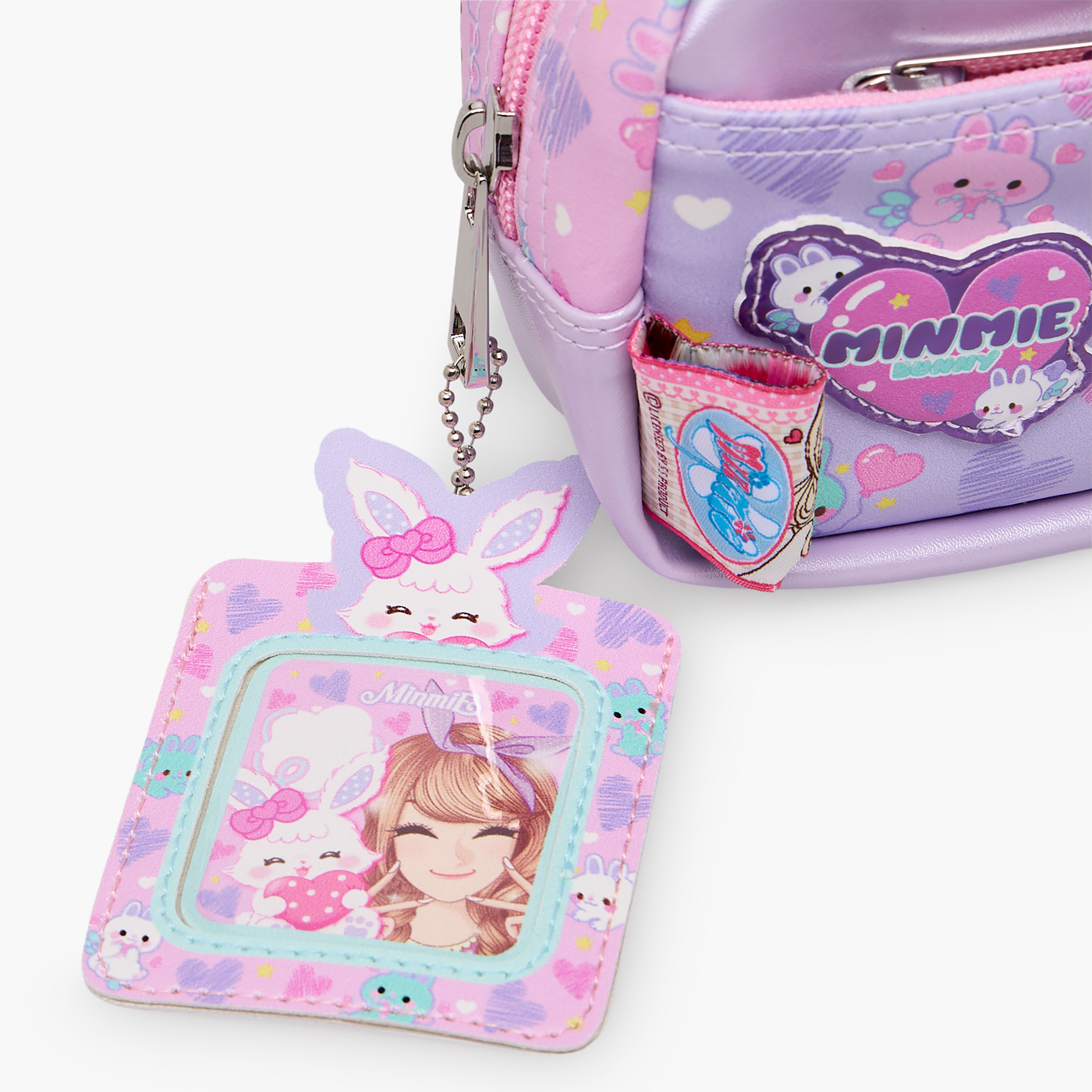 Minmie Bunny Print Pencil Pouch with Zip Closure-school-stationery-pencilcases-image-7