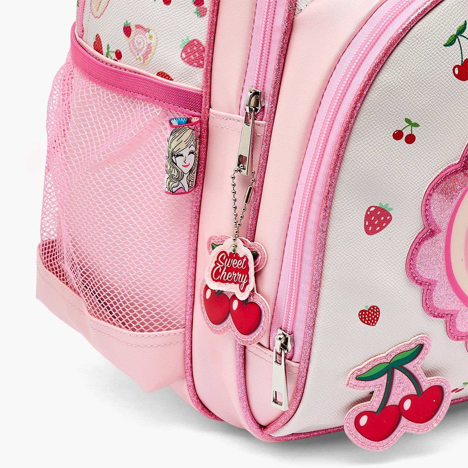 Minmie Cherry Print Backpack for Girls 5-8 Years with Adjustable Shoulder Straps - 16 inches-school-bagsandbackpacks-backpacks-image-4
