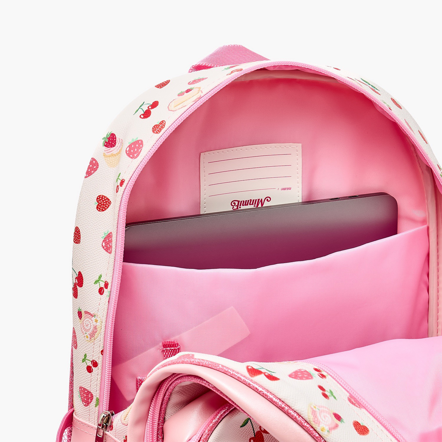 Minmie Cherry Print Backpack for Girls 5-8 Years with Adjustable Shoulder Straps - 16 inches-school-bagsandbackpacks-backpacks-image-6