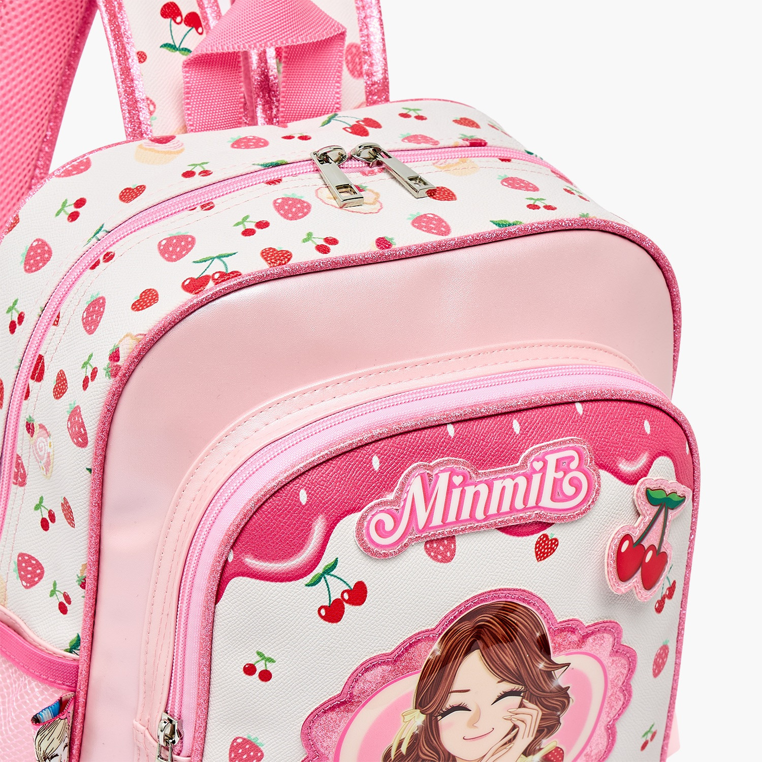 شنطة مدرسية بطبعات وحمالات كتف قابلة للتعديل للبنات 5-8 سنوات من مينمي - 12 بوصة-school-bagsandbackpacks-backpacks-image-4