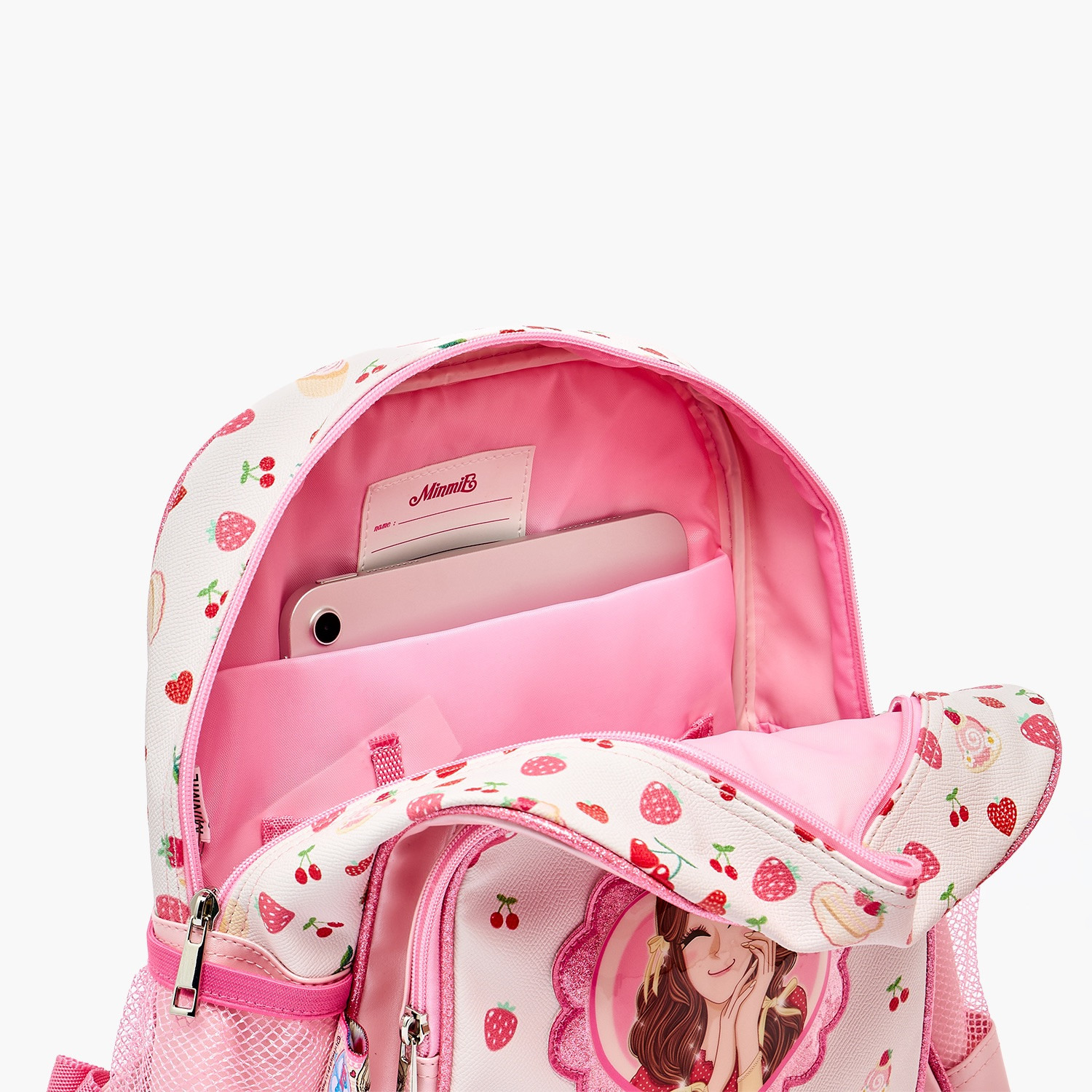 شنطة مدرسية بطبعات وحمالات كتف قابلة للتعديل للبنات 5-8 سنوات من مينمي - 12 بوصة-school-bagsandbackpacks-backpacks-image-6