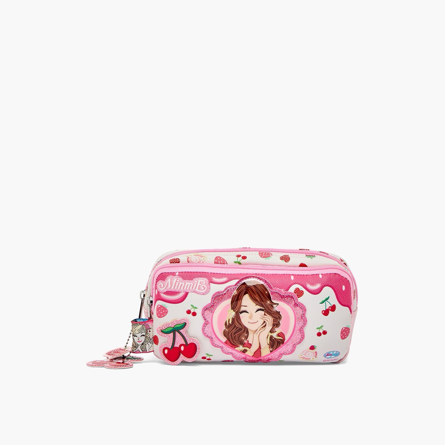 Minmie Cherry Print Pencil Pouch with 2 Compartments-school-stationery-pencilcases-image-1