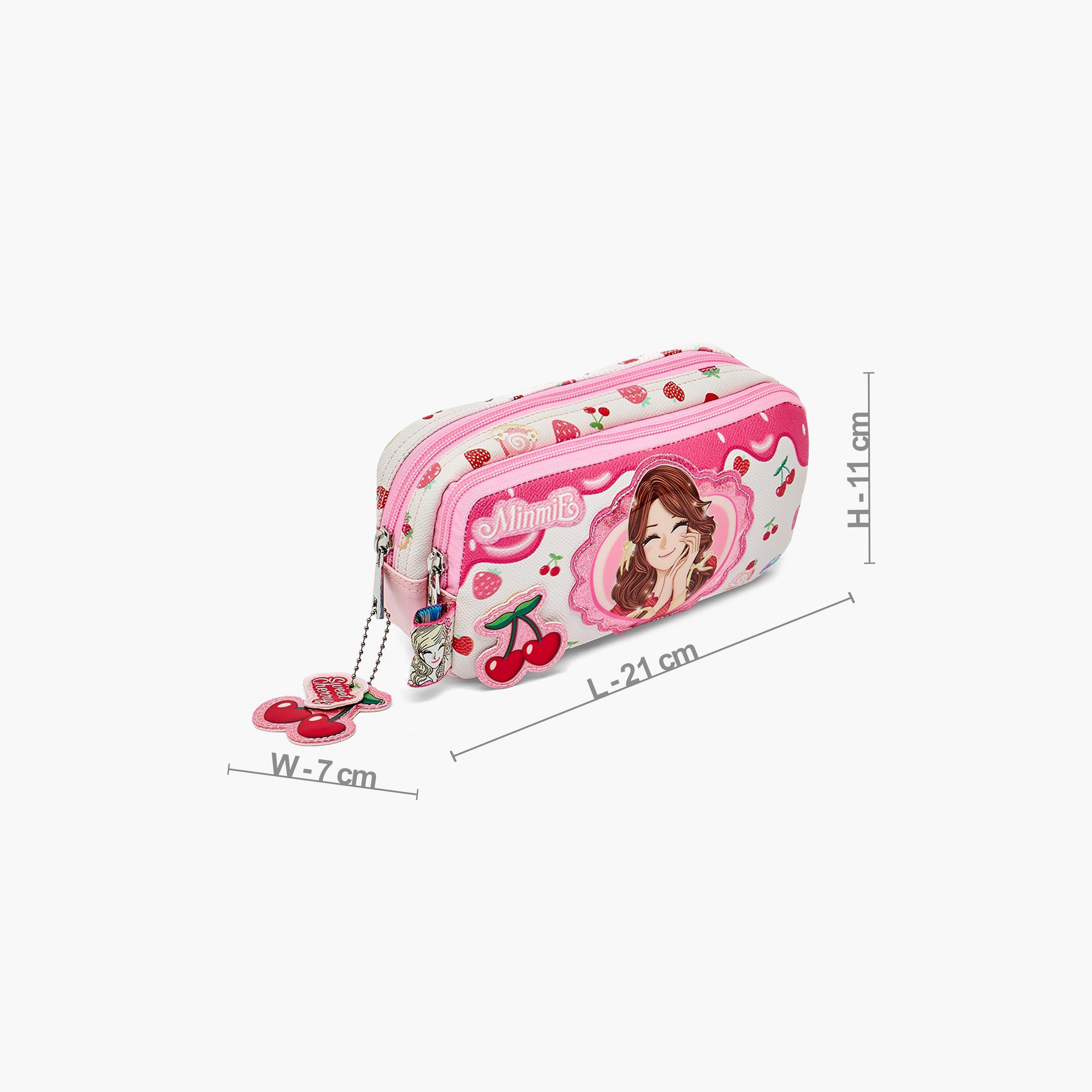 Minmie Cherry Print Pencil Pouch with 2 Compartments-school-stationery-pencilcases-image-4