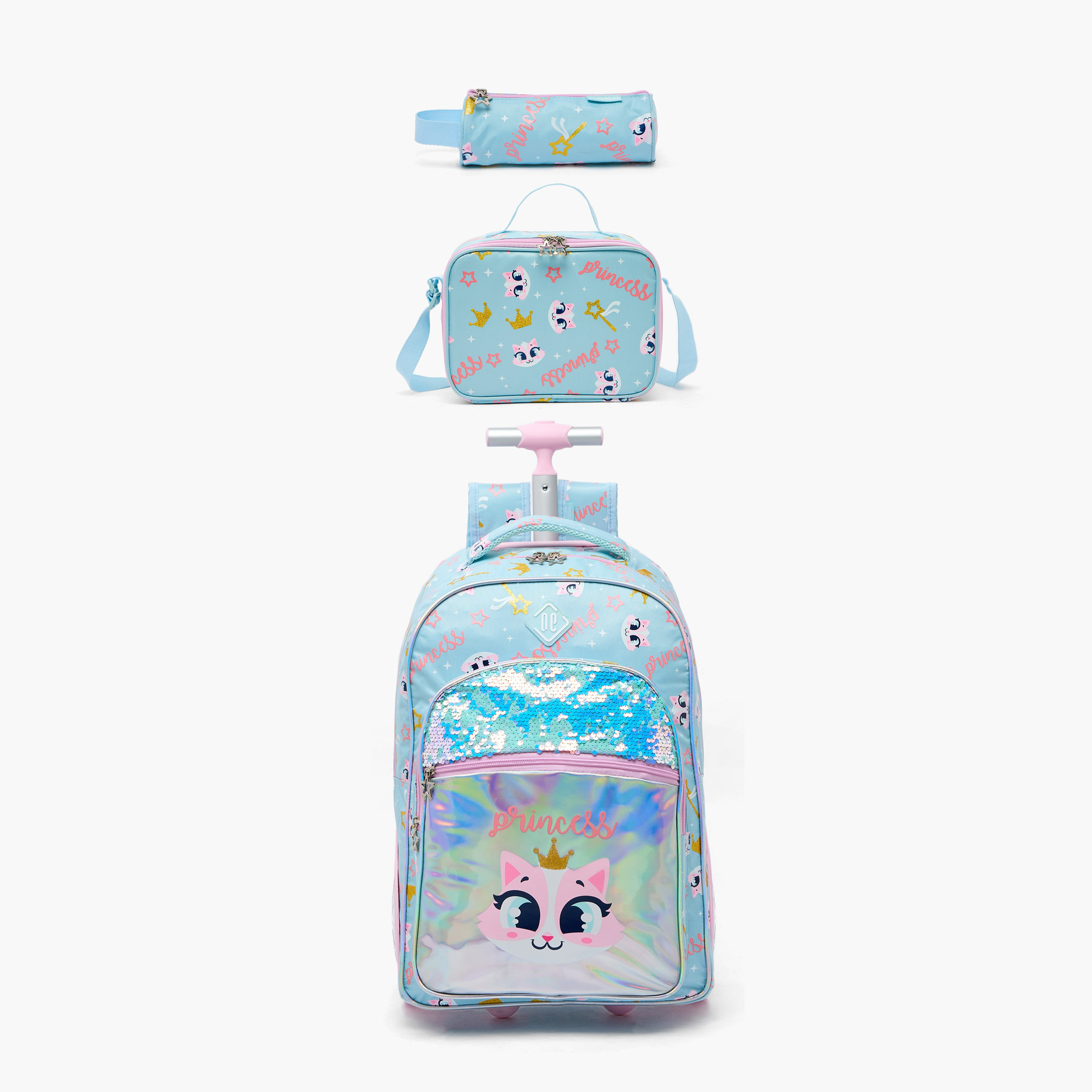 New Expressions Printed 3-Piece Trolley Bag Set for Girls 8-13 Years with Lunch Bag - 18 inches-school-bagsandbackpacks-trolleybags-image-2