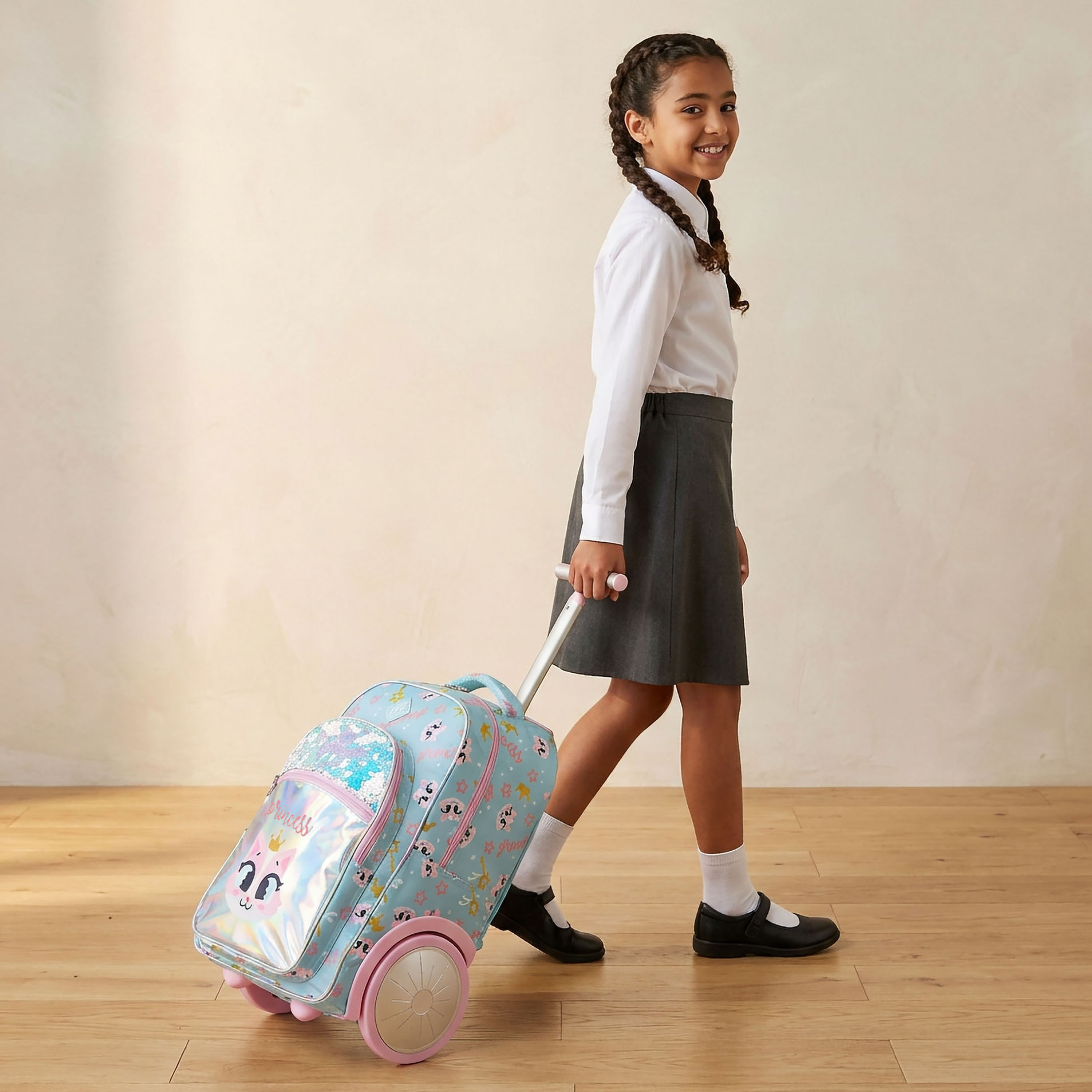 New Expressions Printed 3-Piece Trolley Bag Set for Girls 8-13 Years with Lunch Bag - 18 inches-school-bagsandbackpacks-trolleybags-image-3