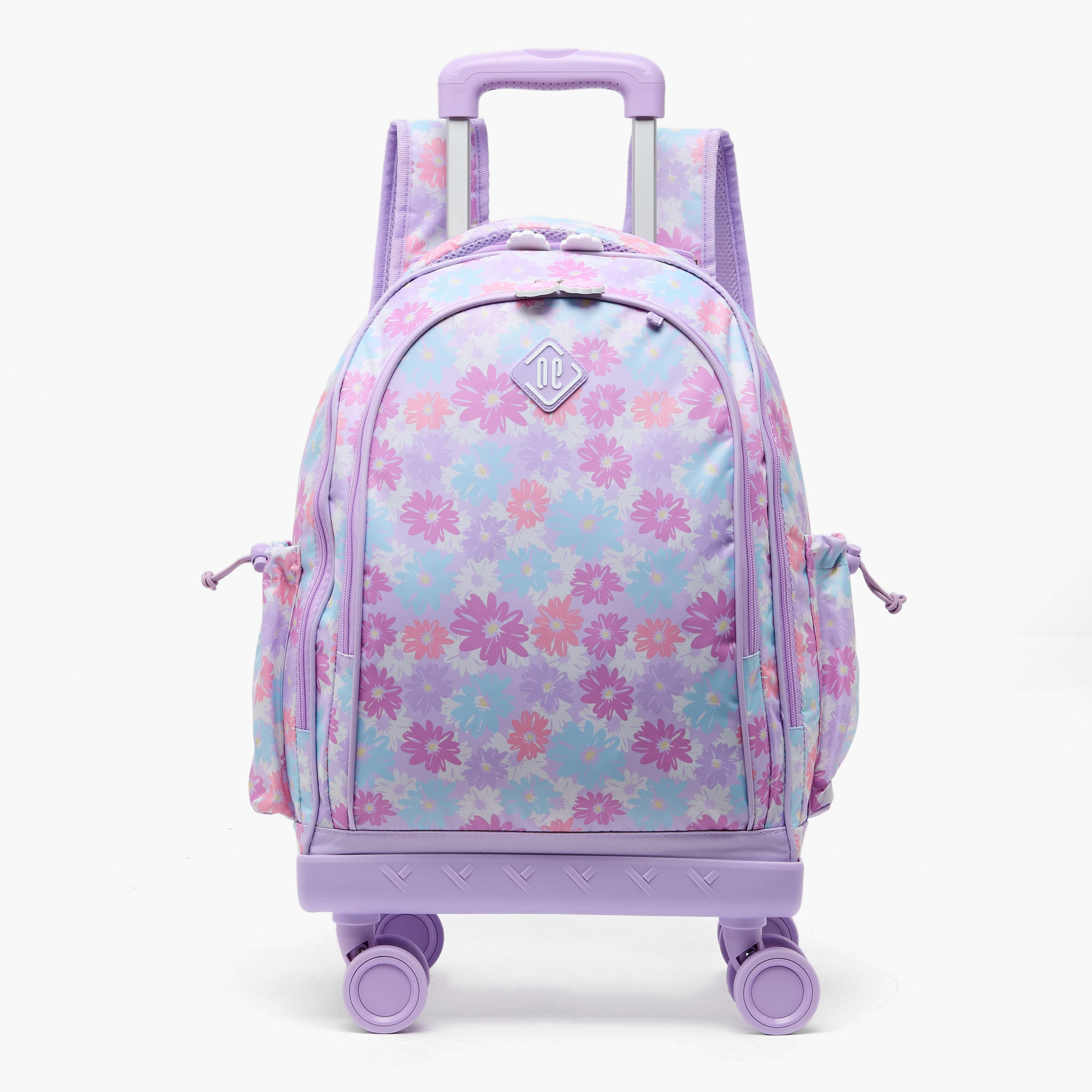 New Expressions Printed 3-Piece Trolley Backpack Set for Girls 8-13 Years with Lunch Bag - 18 inches-school-bagsandbackpacks-trolleybags-image-2