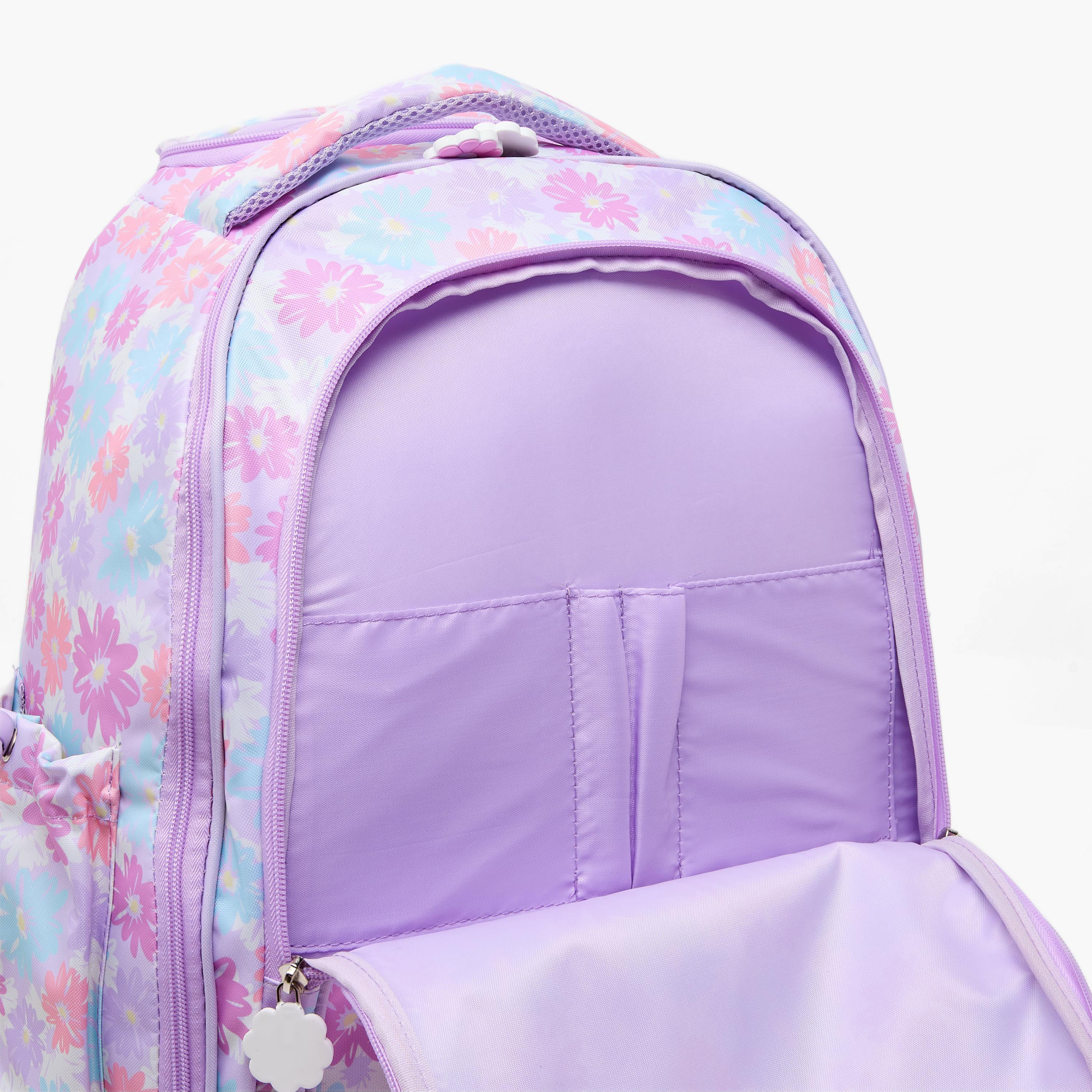 New Expressions Printed 3-Piece Trolley Backpack Set for Girls 8-13 Years with Lunch Bag - 18 inches-school-bagsandbackpacks-trolleybags-image-7