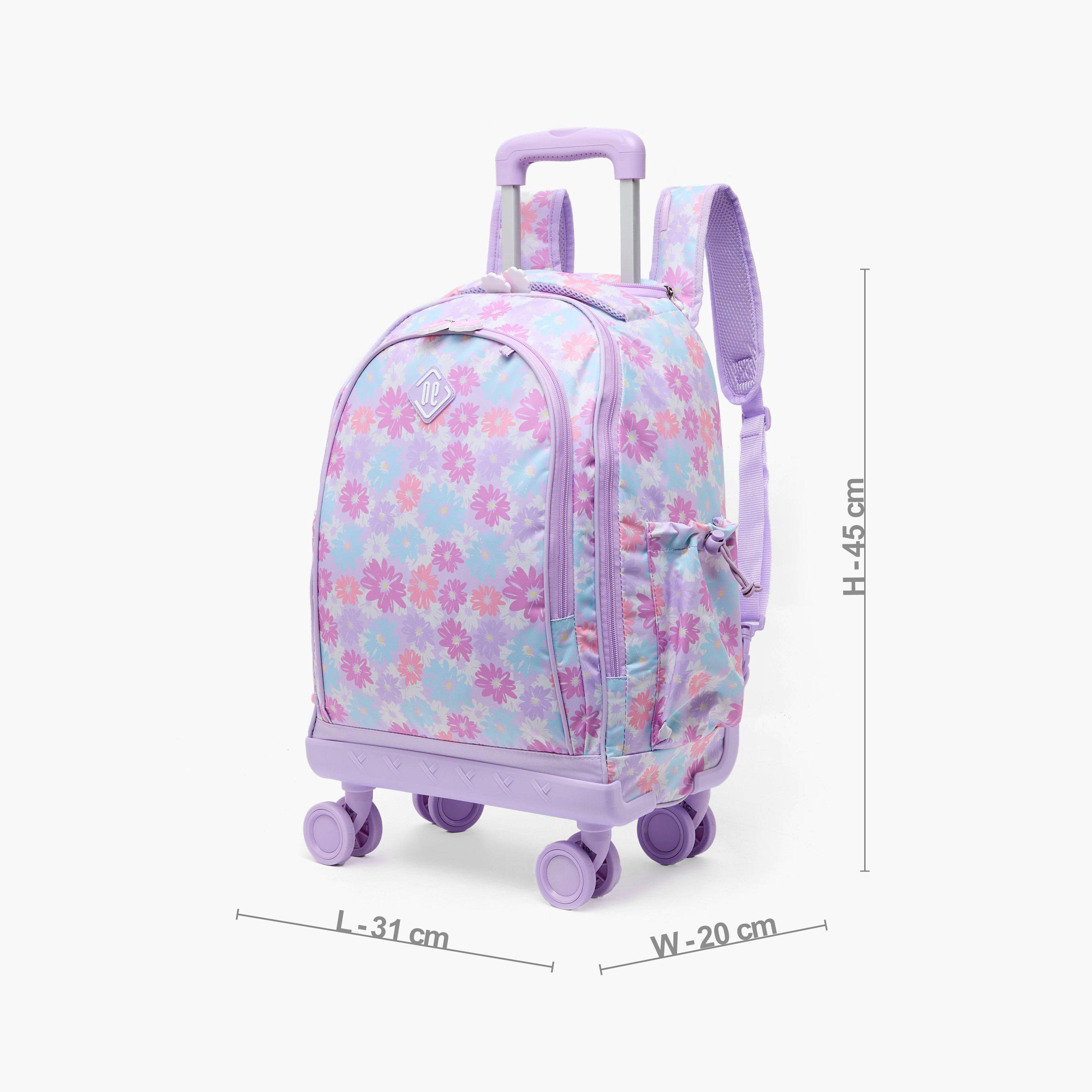 New Expressions Printed 3-Piece Trolley Backpack Set for Girls 8-13 Years with Lunch Bag - 18 inches-school-bagsandbackpacks-trolleybags-image-9