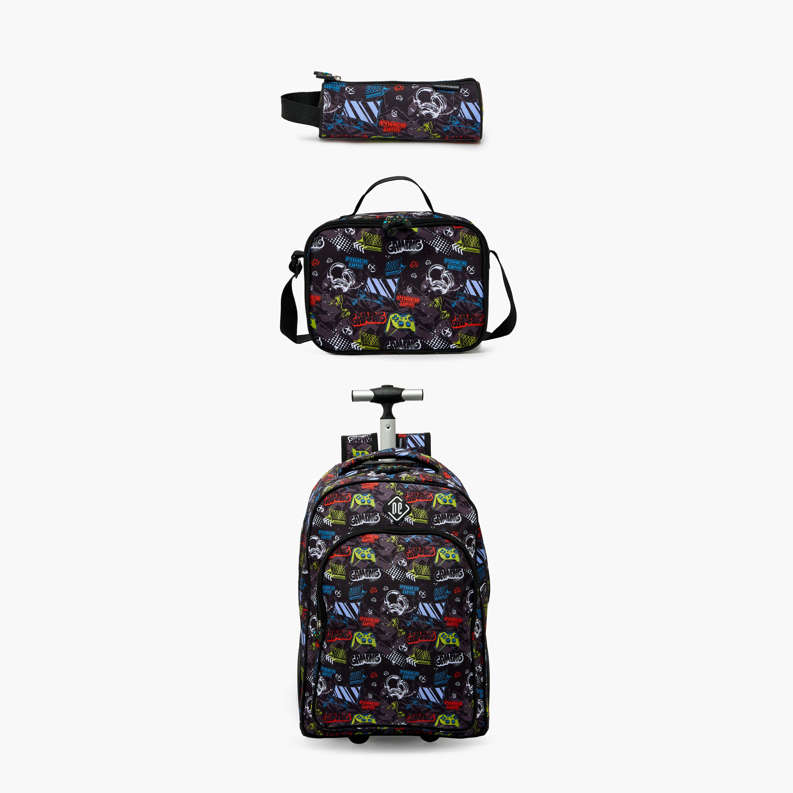 طقم حقيبة مدرسية ترولي للأولاد بتصميم ألعاب-school-bagsandbackpacks-trolleybags-image-1
