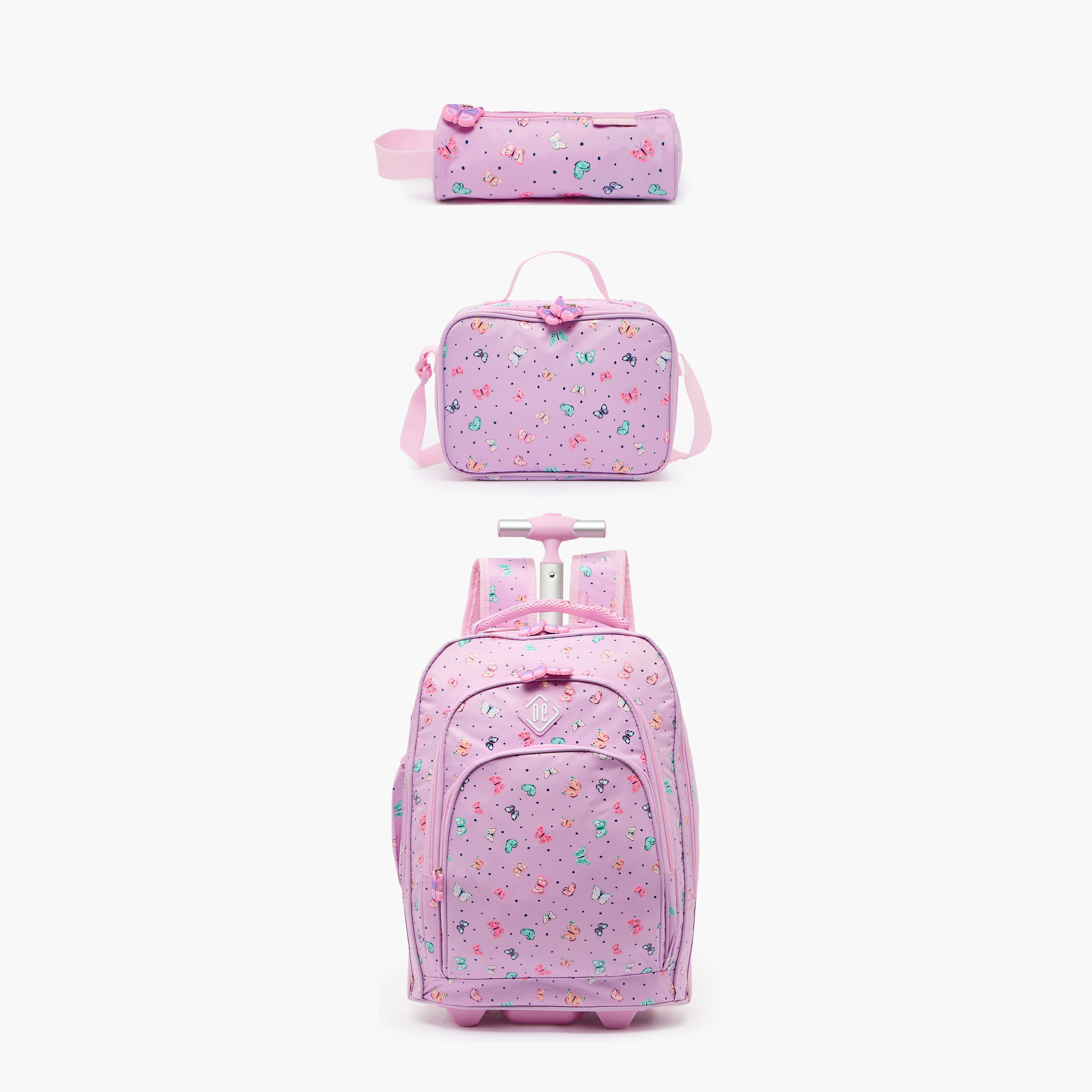 New Expressions Printed 3-Piece Trolley Backpack Set for Girls 8-13 Years with Lunch Bag - 18 inches-school-bagsandbackpacks-trolleybags-image-1