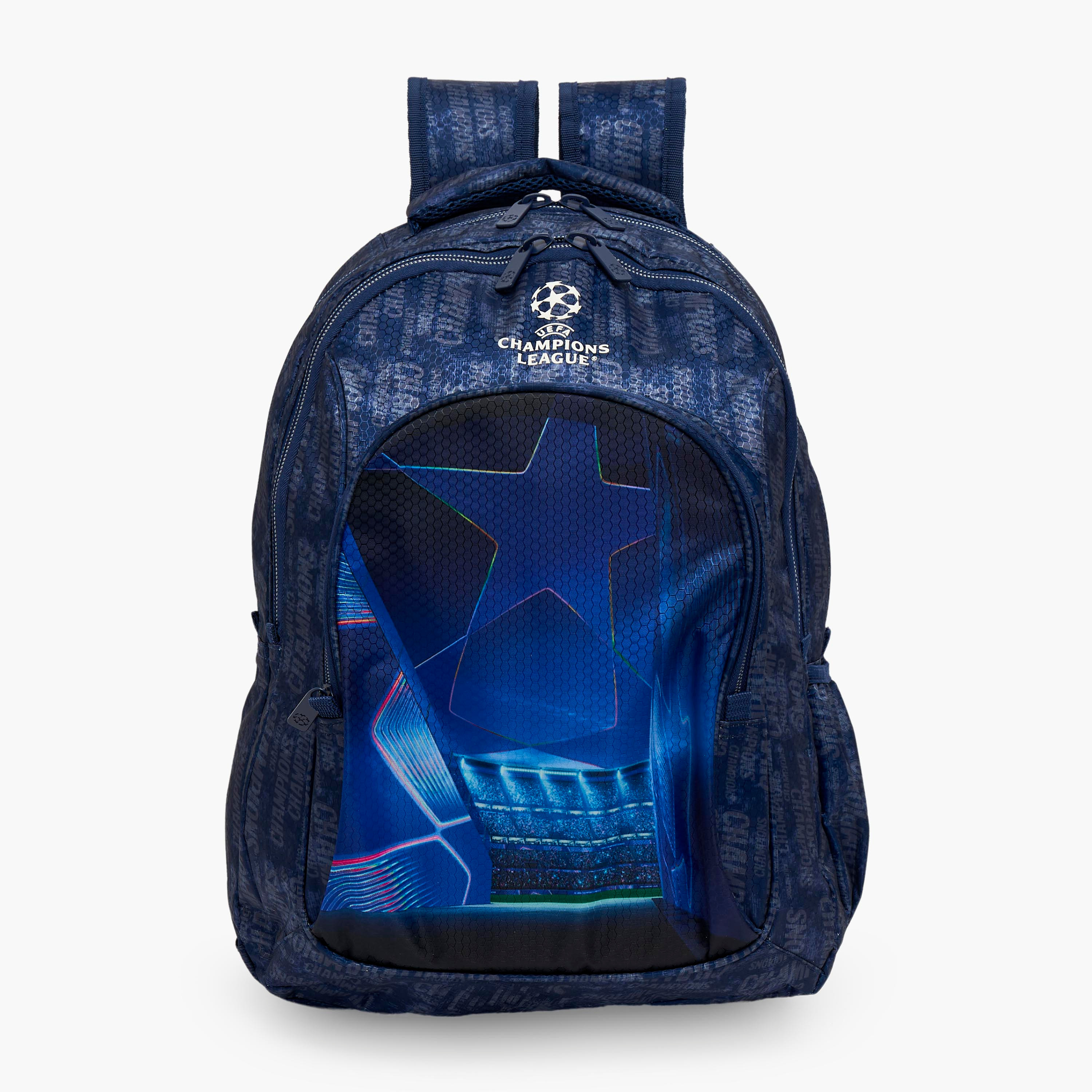 Champions League Printed Backpack for Boys 8-13 Years with Adjustable Shoulder Straps - 18 inches-school-bagsandbackpacks-backpacks-image-1