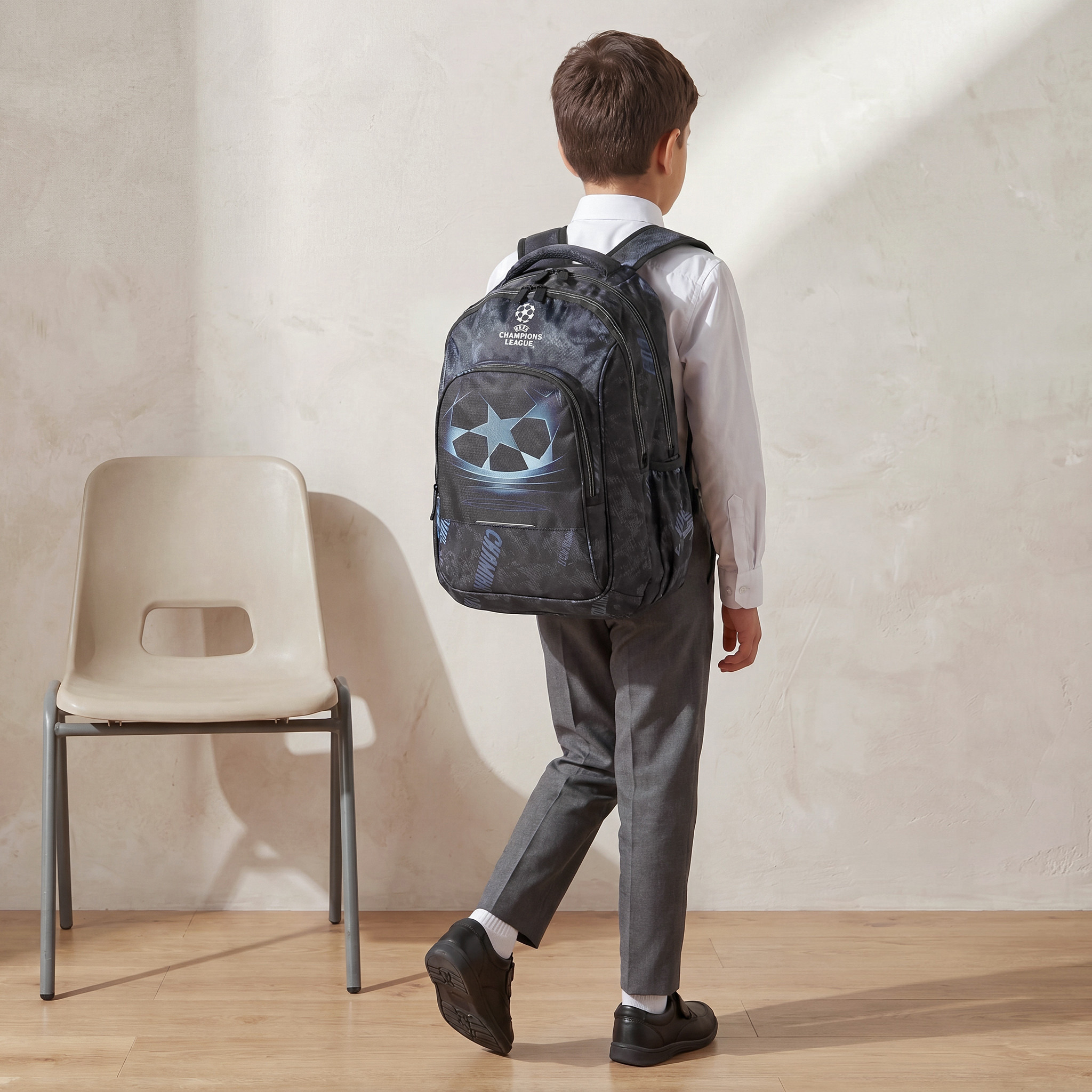 Champions League Football Print Backpack for Boys 8-12 Years with Padded Straps - 18 inches-school-bagsandbackpacks-backpacks-image-3
