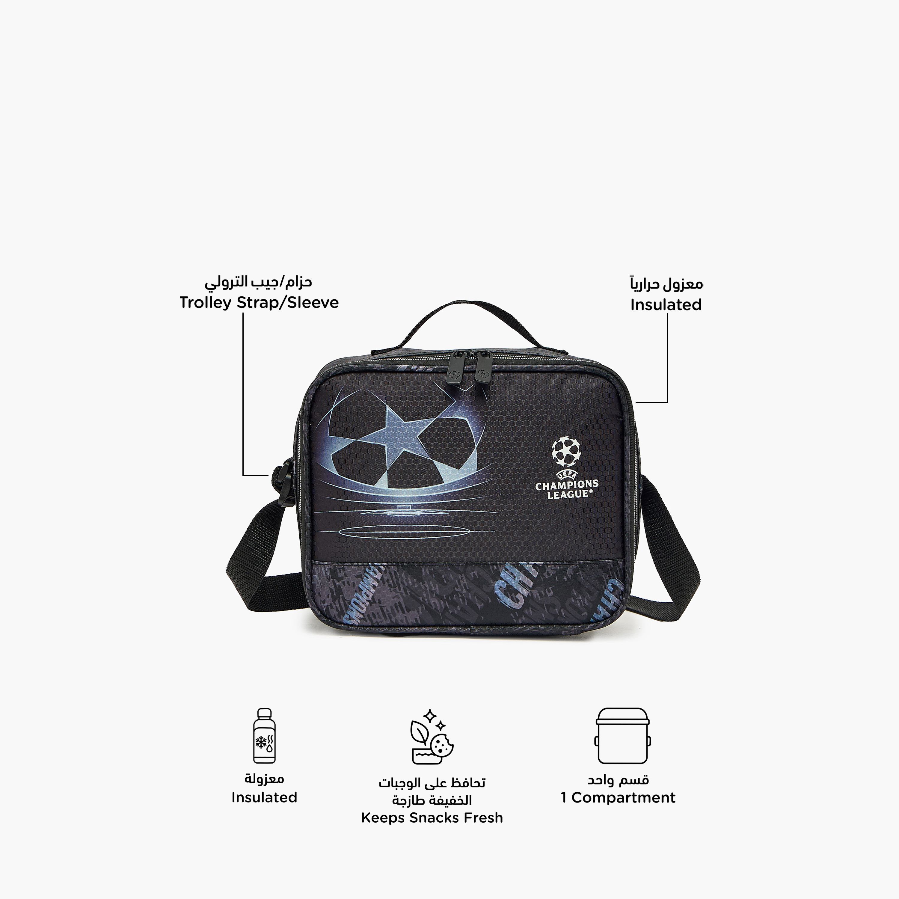 Champions League Football Print Lunch Bag for Boys 8-13 Years with Insulation-school-lunchessentials-lunchbags-image-2