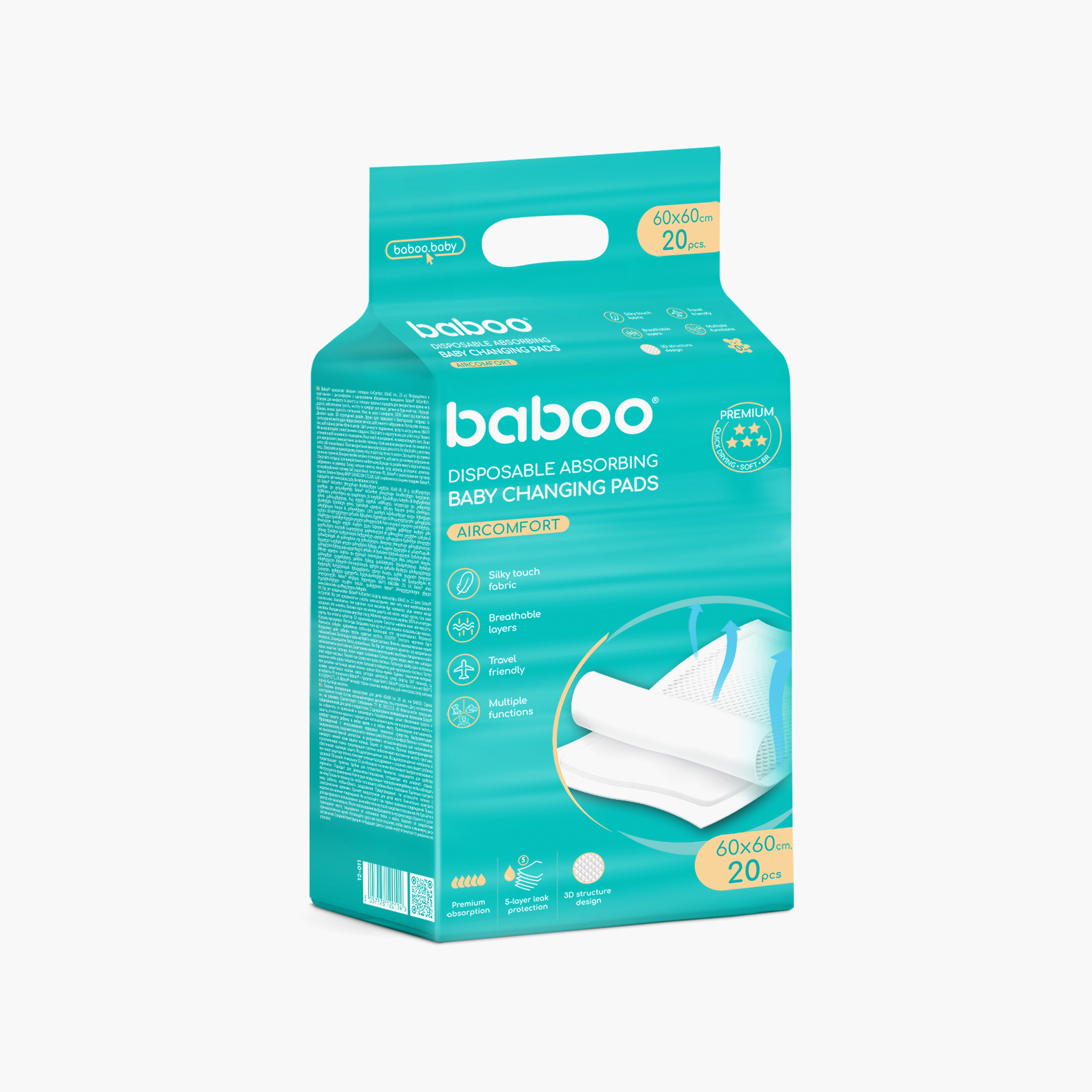 Baboo 20-Piece AirComfort Disposable Diaper Changing Pads-baby-diapering-changingmats-image-1