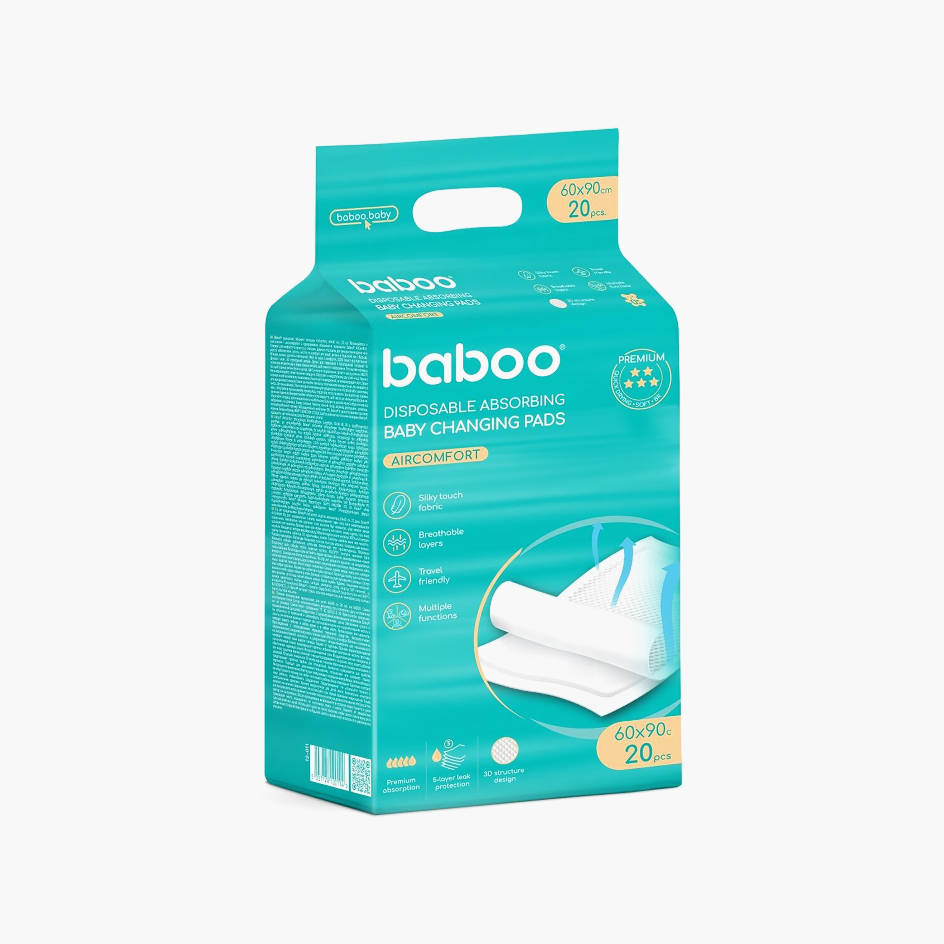Baboo 20-Piece AirComfort Disposable Diaper Changing Pads-baby-diapering-changingmats-image-1