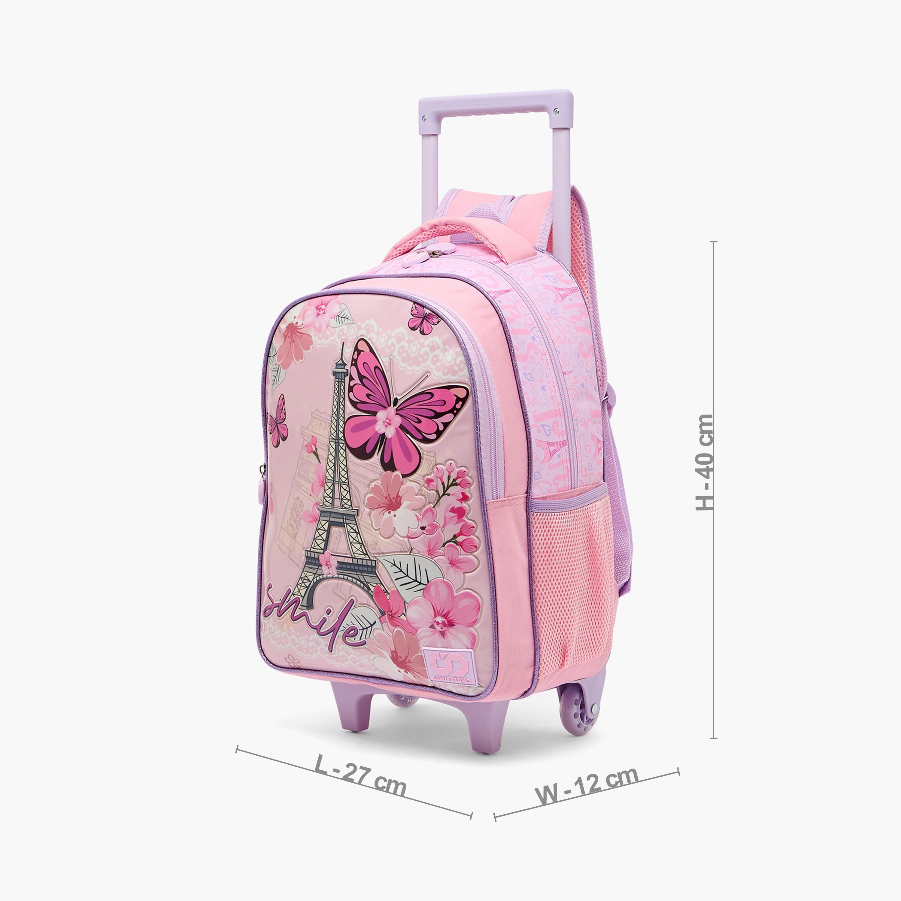 SAMI STUDIO Paris Print 5-Piece School Trolley Bag Set for Girls 5-8 Years with Lunch Box -16 inches-school-bagsandbackpacks-trolleybags-image-9