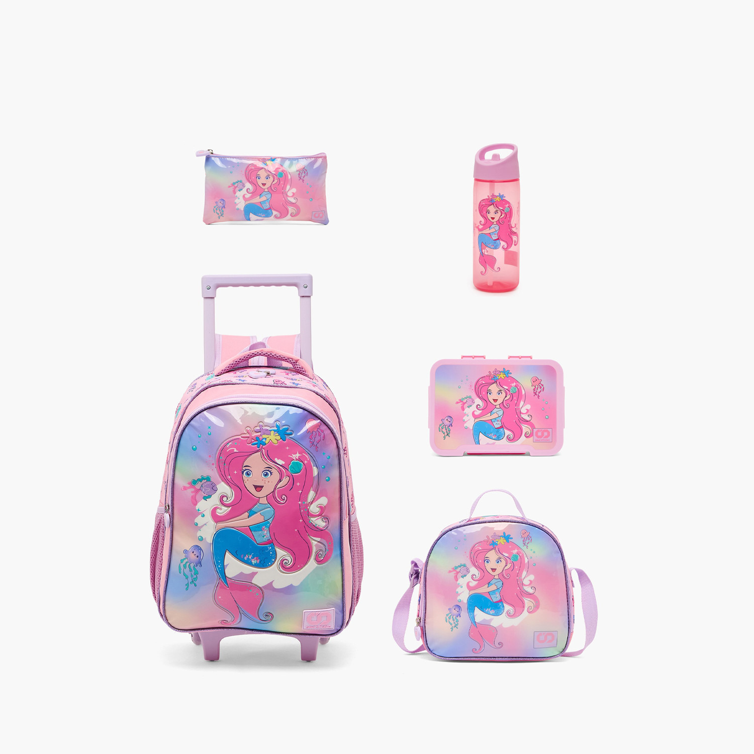 طقم شنطة ترولي مدرسية 5 قطع للبنات 5-8 سنوات مع صندوق غداء - 16 بوصة - سامي ستوديو-school-bagsandbackpacks-trolleybags-image-1