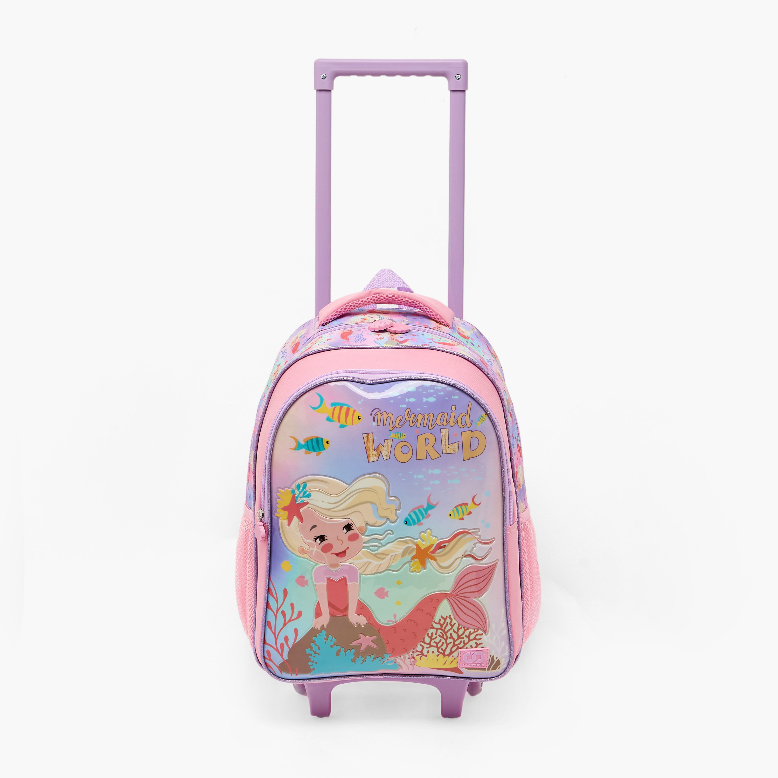 SAMI STUDIO Mermaid 5-Piece School Trolley Bag Set for Girls 5-8 Years with Lunch Box - 16 inches-school-bagsandbackpacks-trolleybags-image-4
