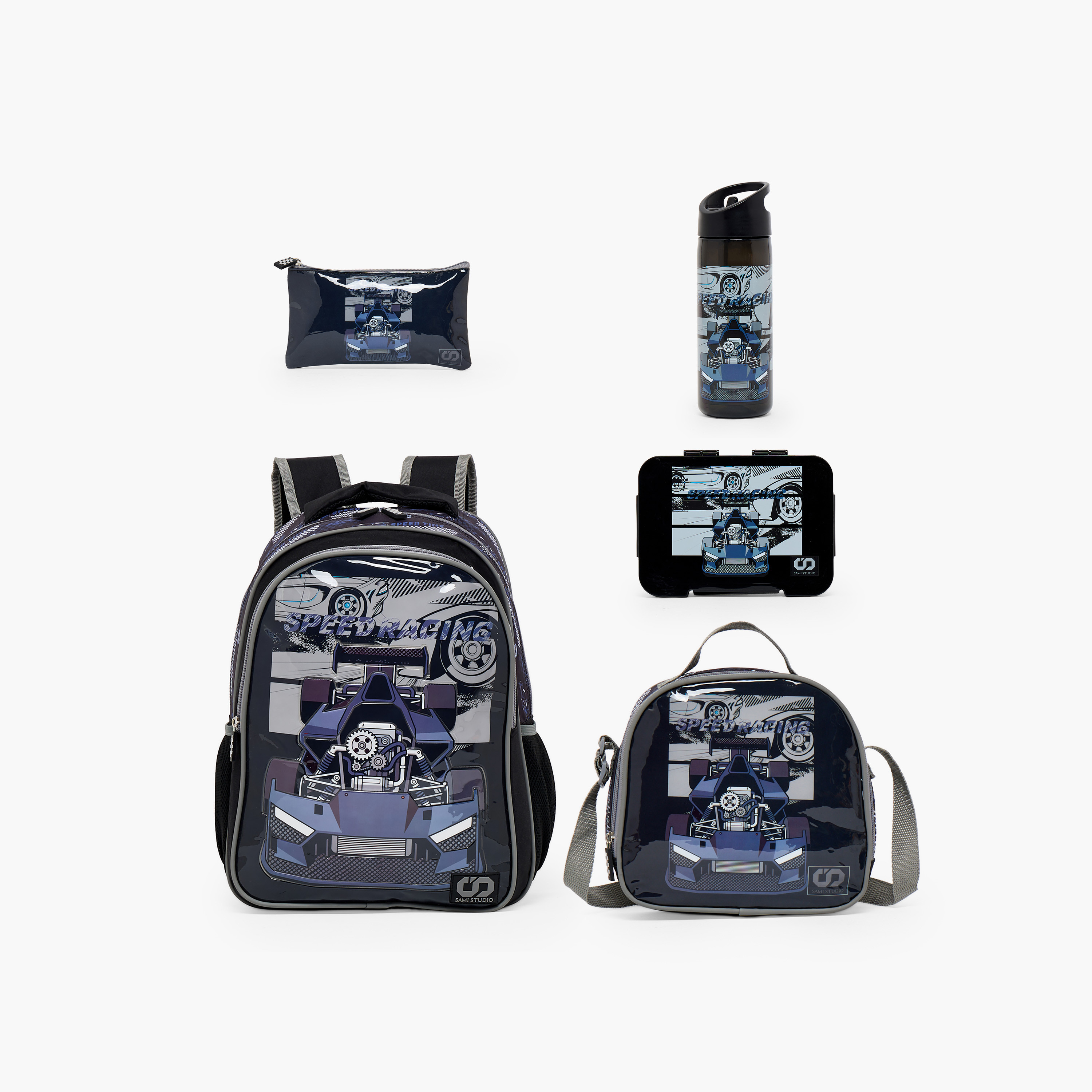 SAMI STUDIO Game Print 5-Piece School Backpack Set for Boys 5-8 Years with Lunch Bag - 16 inches-school-bagsandbackpacks-backpacks-image-1