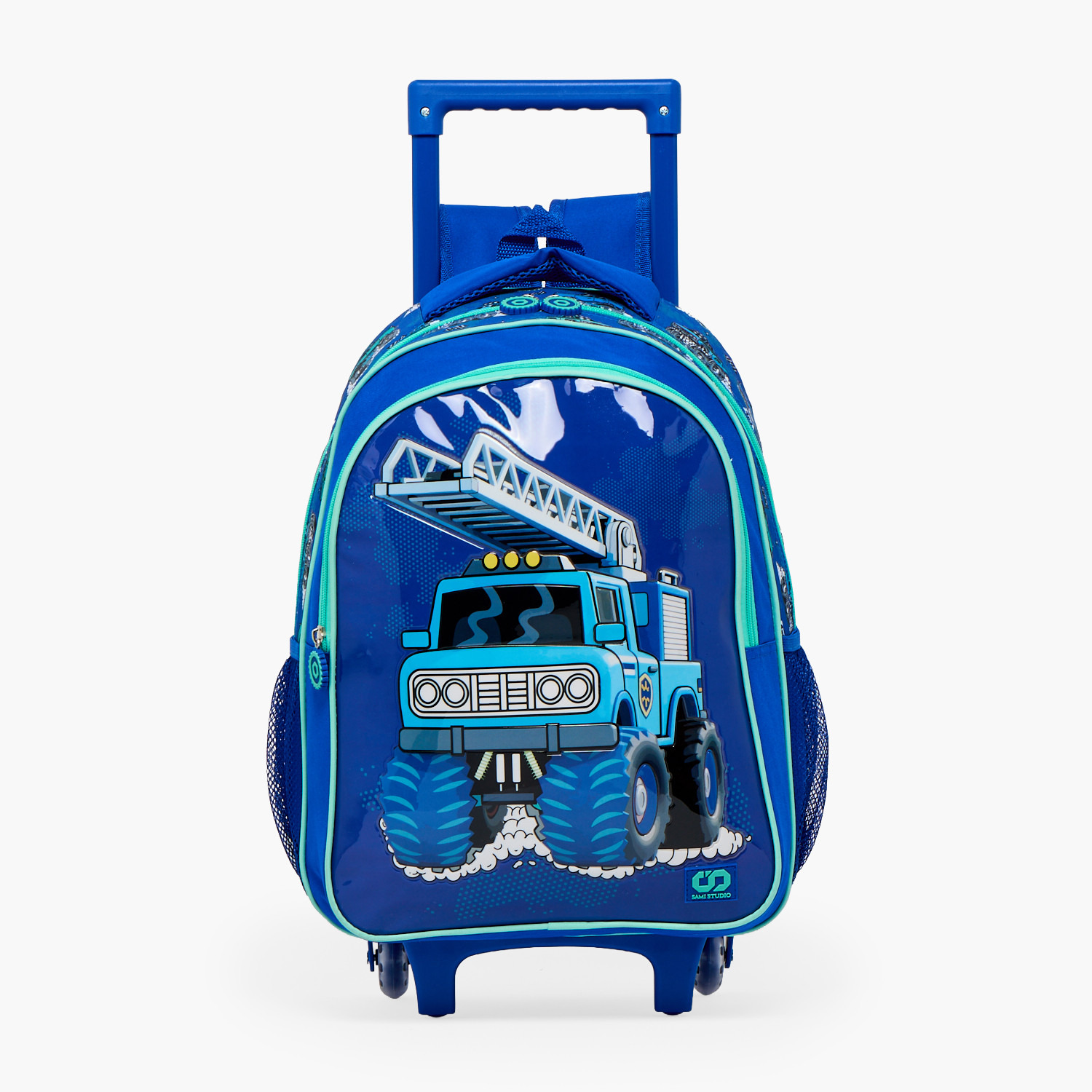 SAMI STUDIO Truck Print 5-Piece School Trolley Bag Set for Boys 5-8 Years with Lunch Bag - 16 inches-school-bagsandbackpacks-trolleybags-image-3