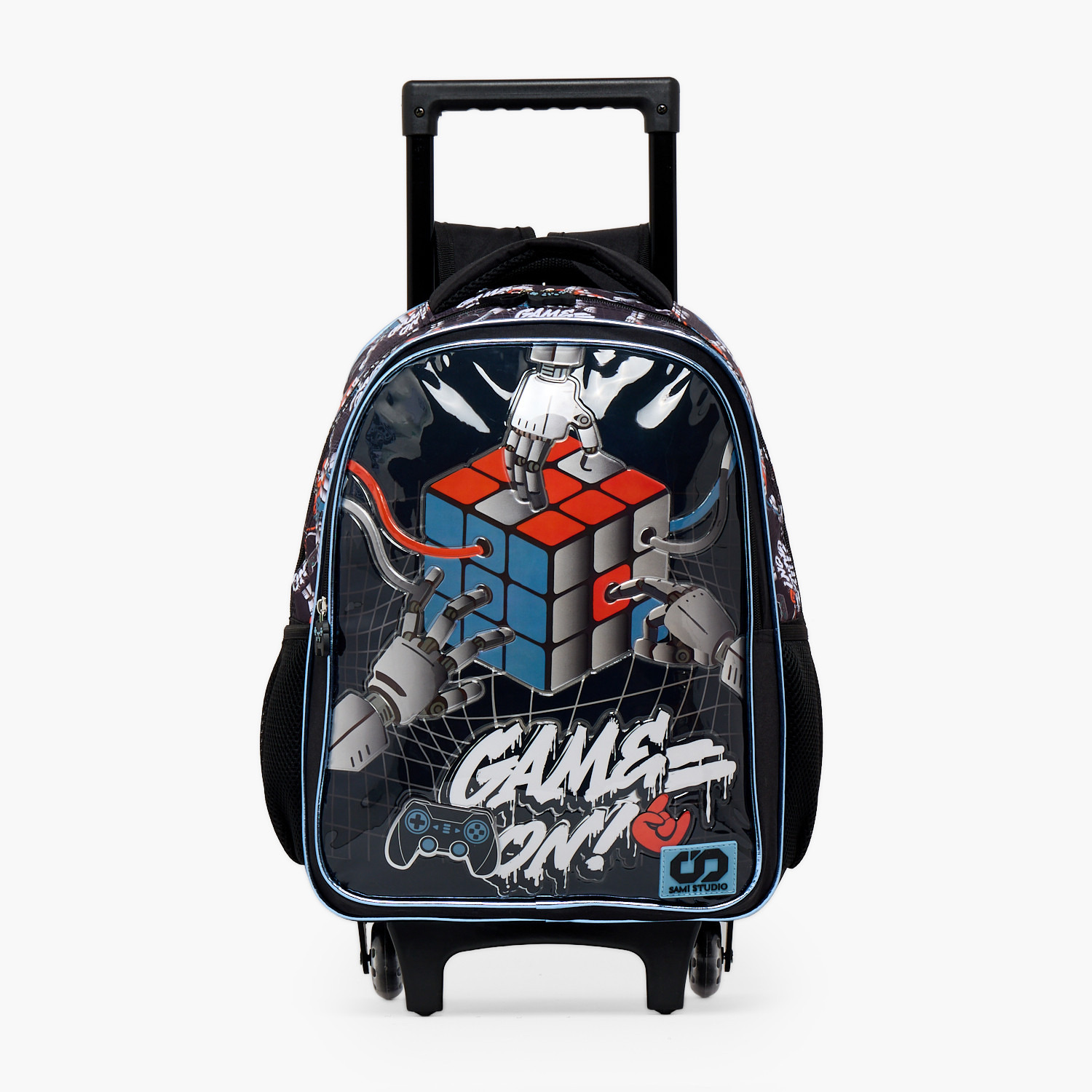 SAMI STUDIO Rubiks Print 5-Piece School Trolley Bag Set for Boys 5-8 Years with Lunch Bag -16 inches-school-bagsandbackpacks-trolleybags-image-3
