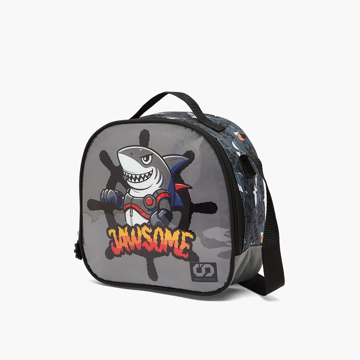 SAMI STUDIO Shark Print 5-Piece School Trolley Bag Set for Boys 5-8 Years with Lunch Box - 16 inches-school-bagsandbackpacks-trolleybags-image-14