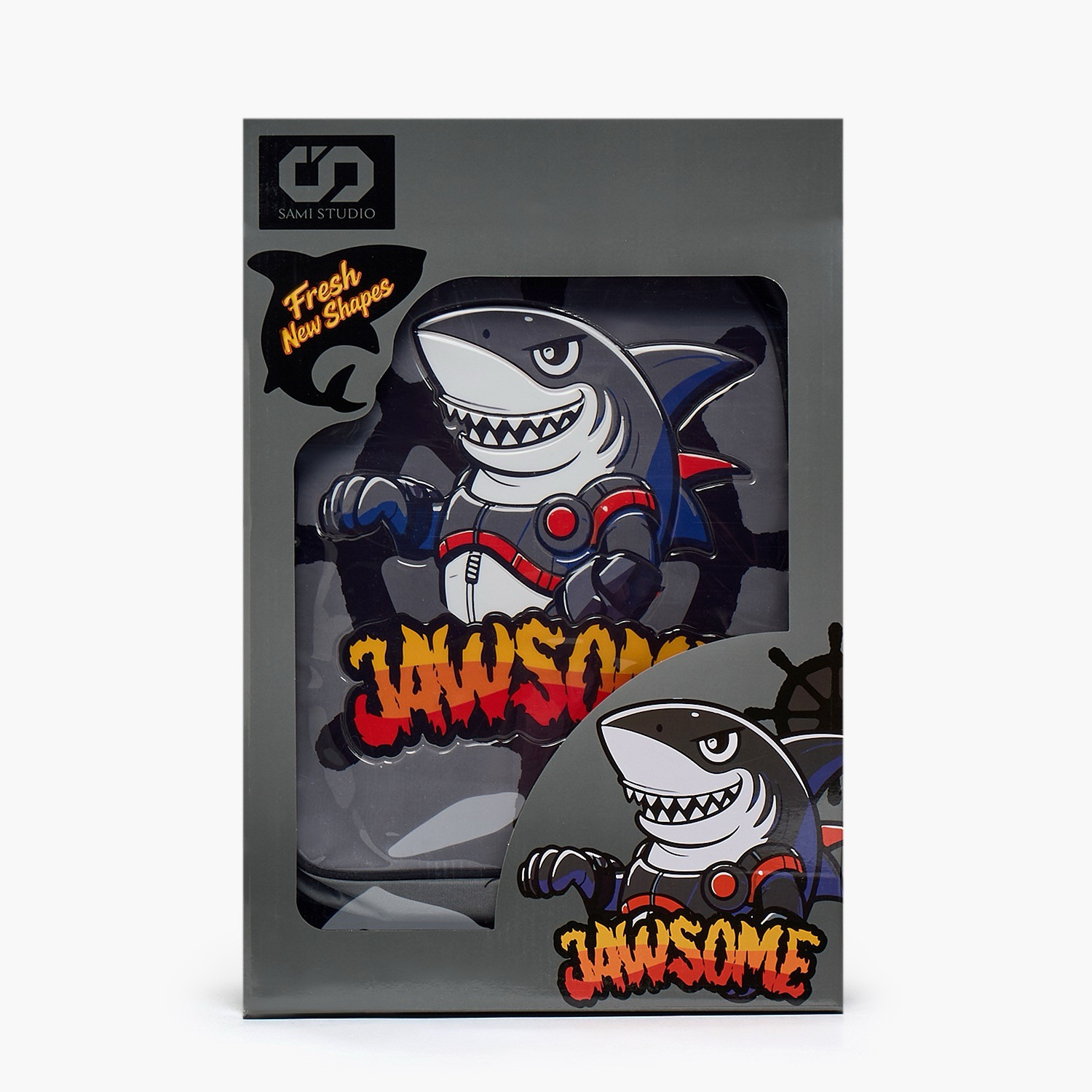 SAMI STUDIO Shark Print 5-Piece School Trolley Bag Set for Boys 5-8 Years with Lunch Box - 16 inches-school-bagsandbackpacks-trolleybags-image-23