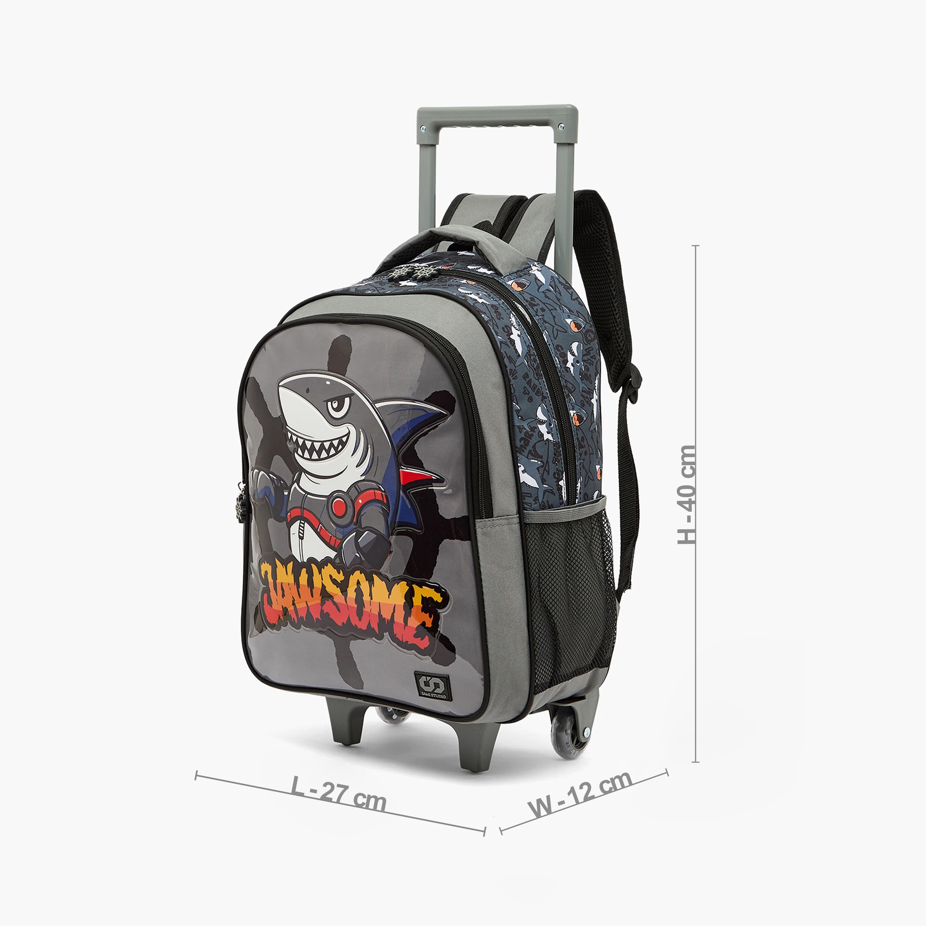SAMI STUDIO Shark Print 5-Piece School Trolley Bag Set for Boys 5-8 Years with Lunch Box - 16 inches-school-bagsandbackpacks-trolleybags-image-8