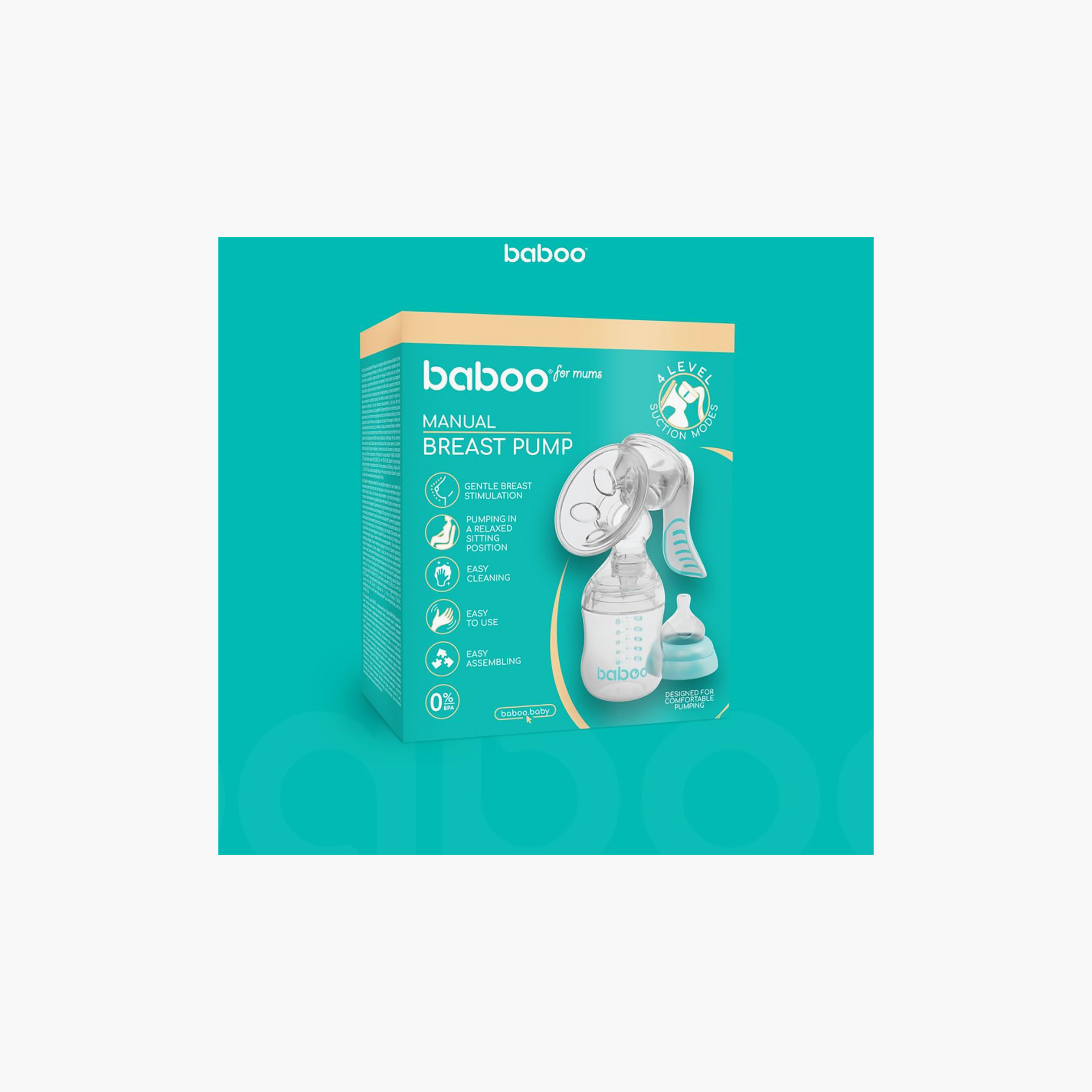 Baboo Manual Breast Pump with 4-Level Suction & Bottle Feeding Set - 130 ml-baby-feeding-breastfeedingandcare-image-2