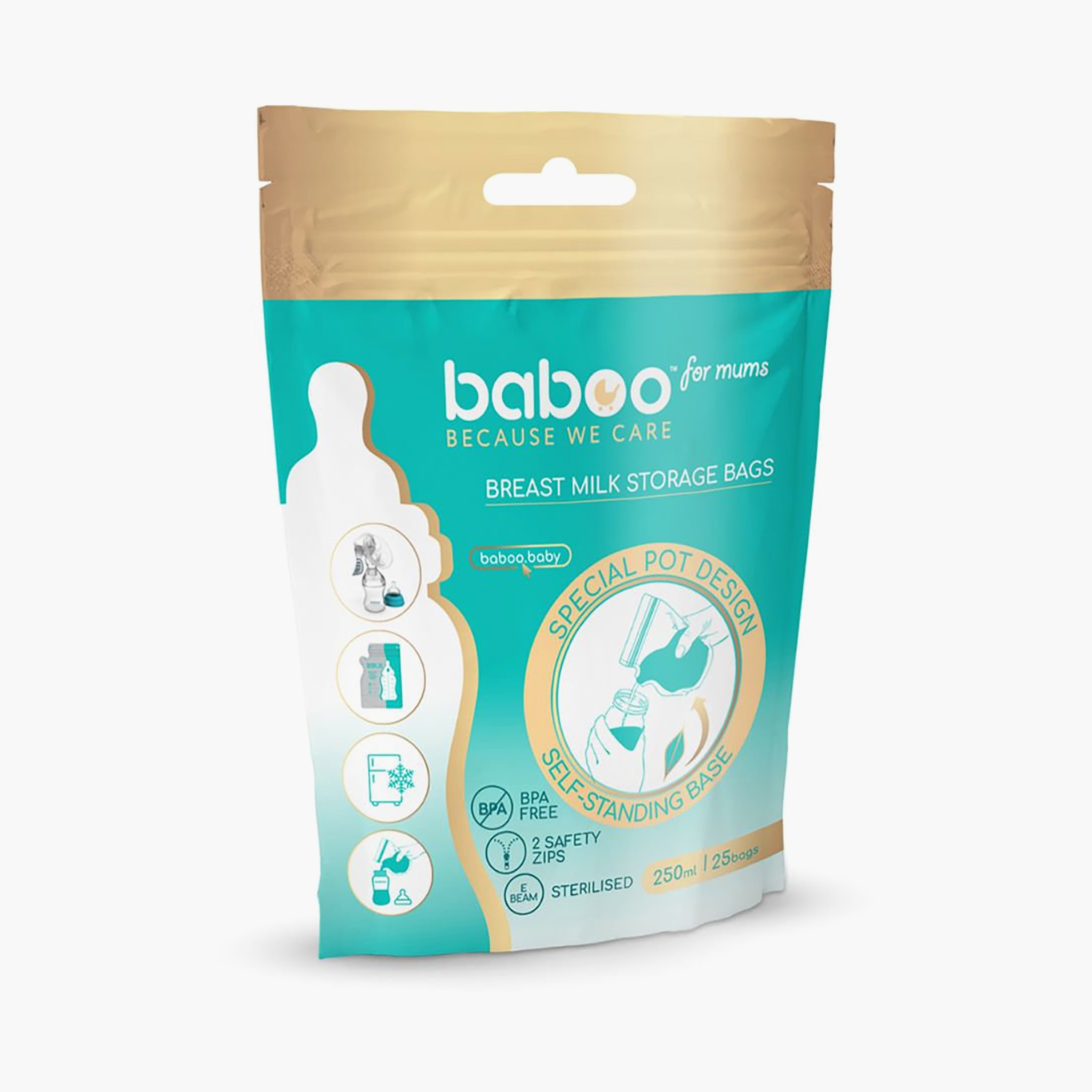 Baboo 25-Piece Easy Pour Breastmilk Storage Bags - 250 ml-baby-feeding-breastfeedingandcare-image-2