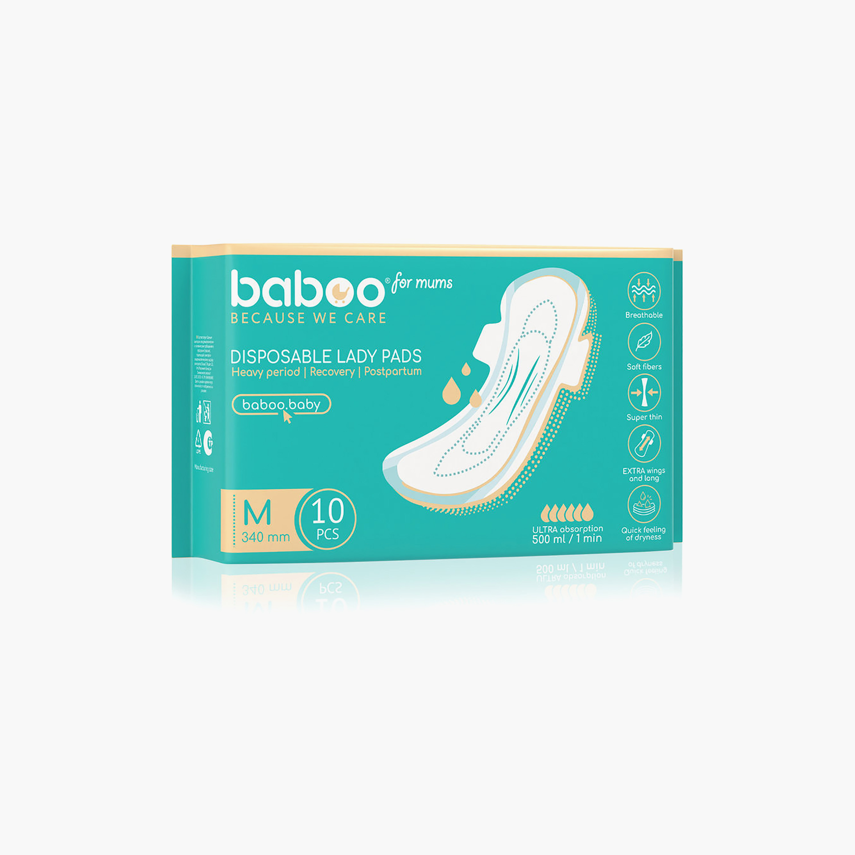 Baboo 10-Piece Postpartum Disposable Maternity Pads - M-women-clothing-maternity-lingerie-panties-image-1