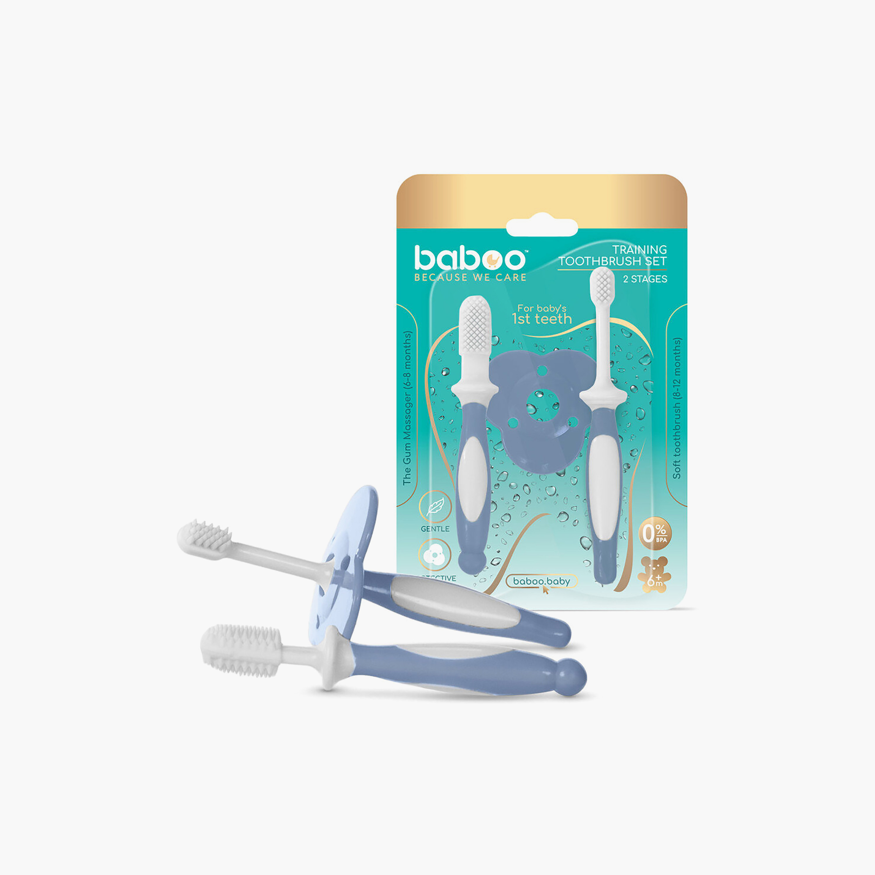 Baboo Silicone Training Toothbrush Set - 6 months-baby-bathandcare-oralcare-image-3