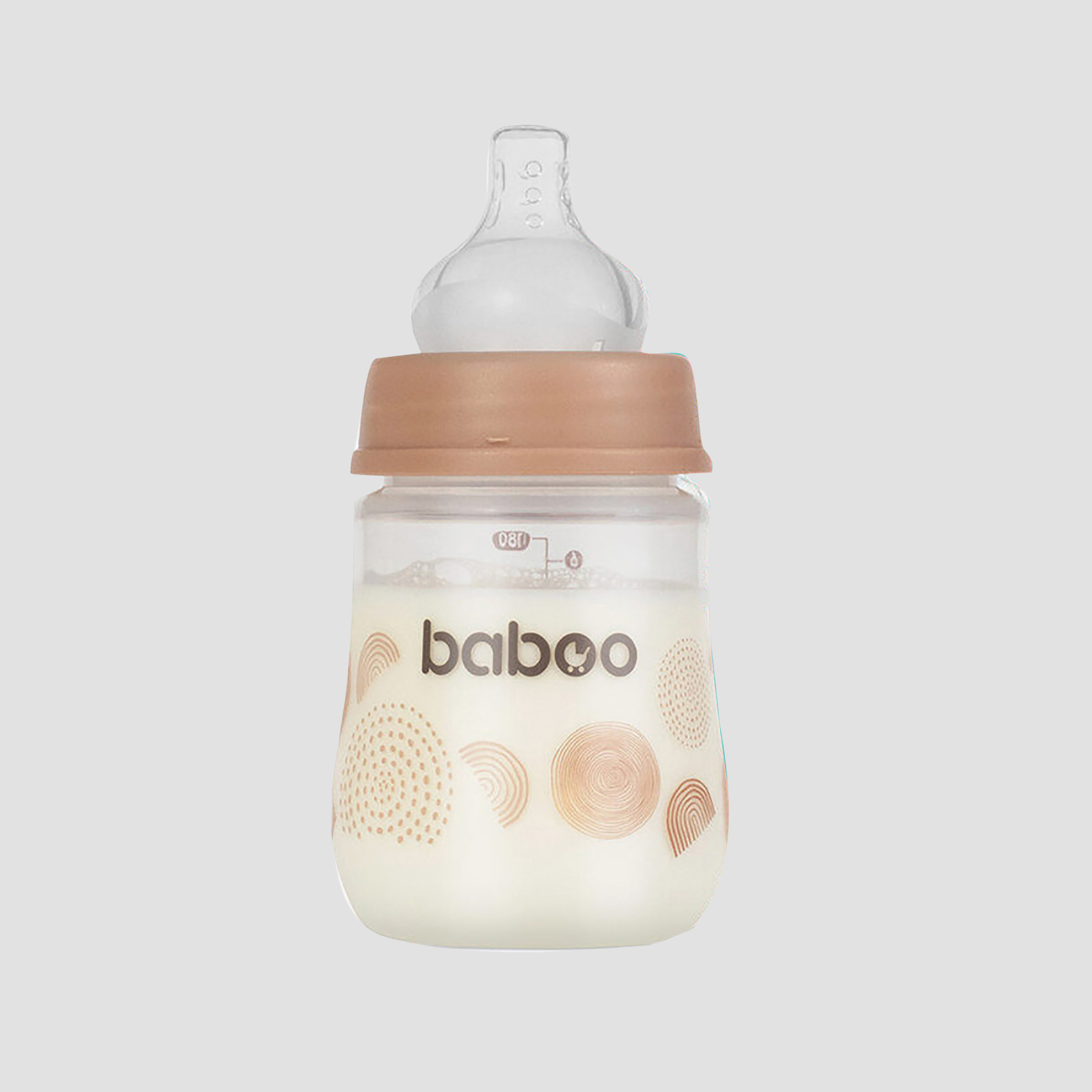 Baboo Anti-Colic Wide Neck Feeding Bottle - 180 ml - Au Naturale - 0 Months+-baby-feeding-feedingbottles-bottlesandteats-image-1