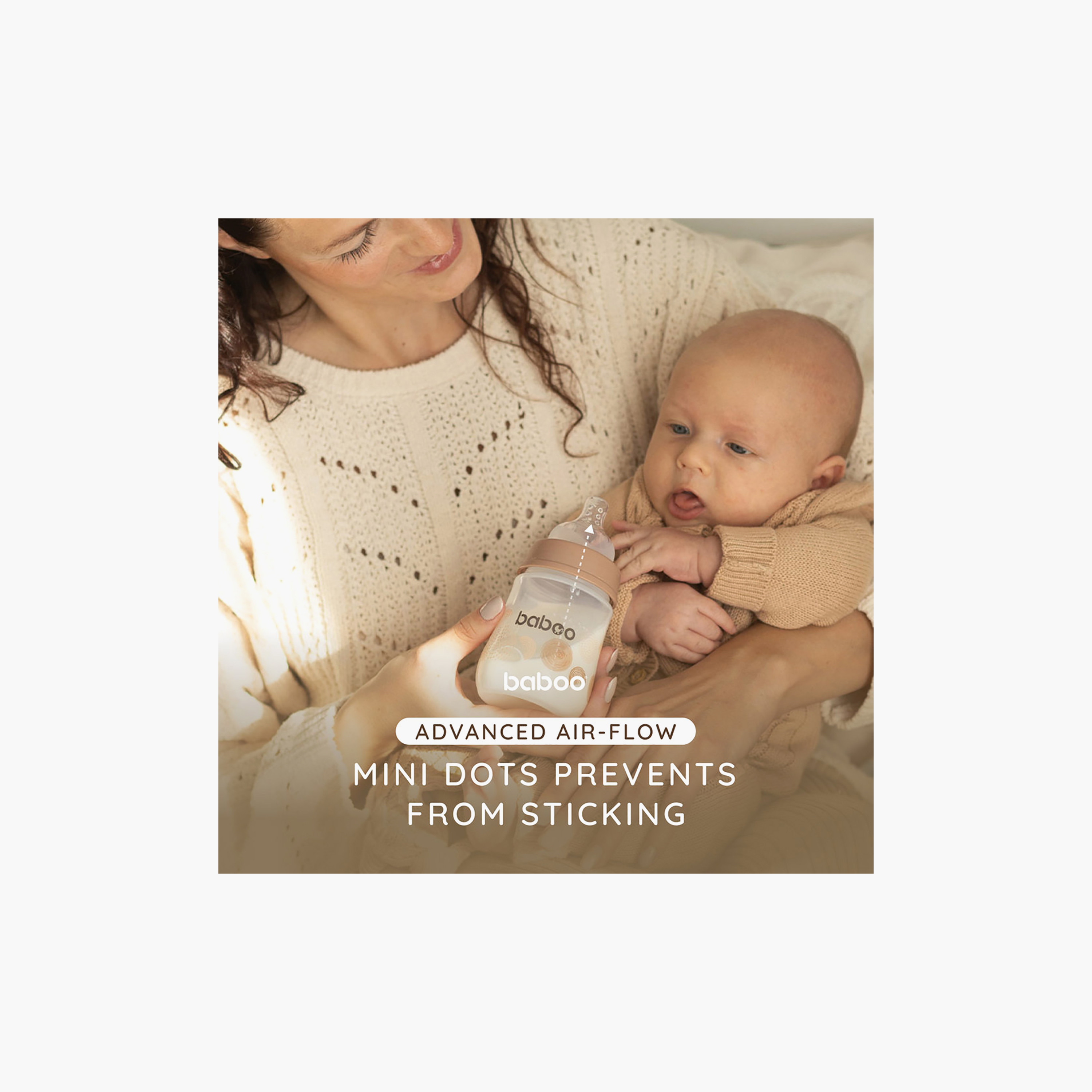 Baboo Anti-Colic Wide Neck Feeding Bottle - 180 ml - Au Naturale - 0 Months+-baby-feeding-feedingbottles-bottlesandteats-image-4