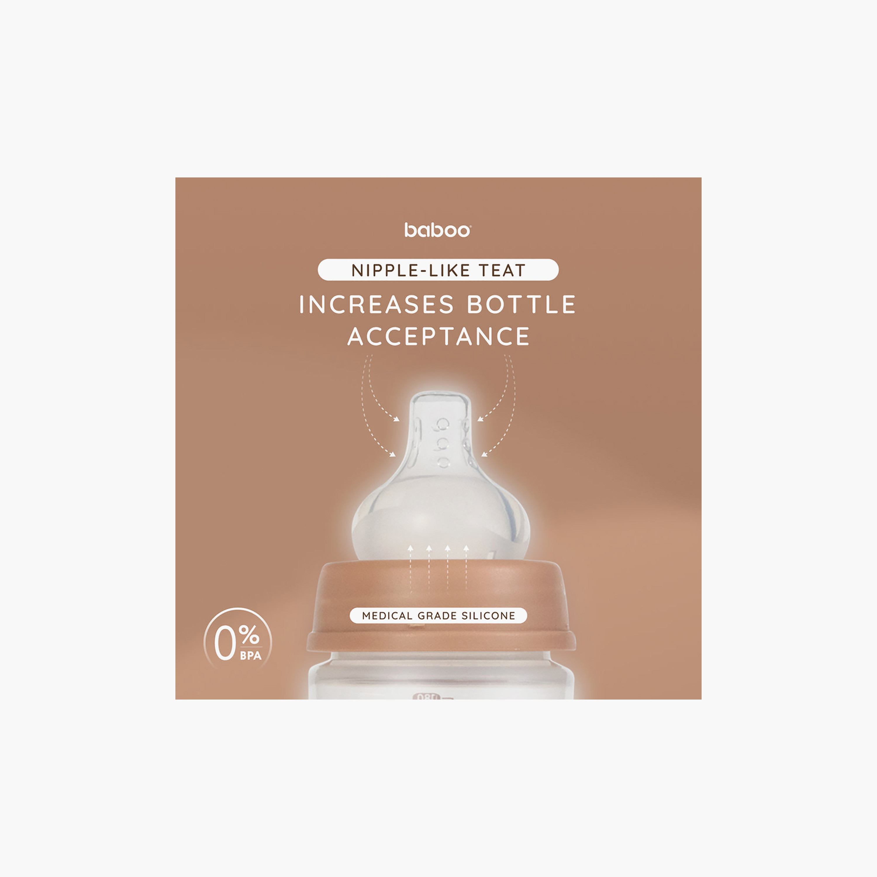 Baboo Anti-Colic Wide Neck Feeding Bottle - 180 ml - Au Naturale - 0 Months+-baby-feeding-feedingbottles-bottlesandteats-image-5